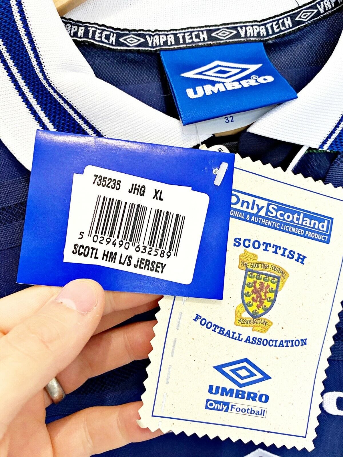 1998 COLLINS #11 Scotland World Cup 98 Vintage Umbro Home Football Shirt (XL)