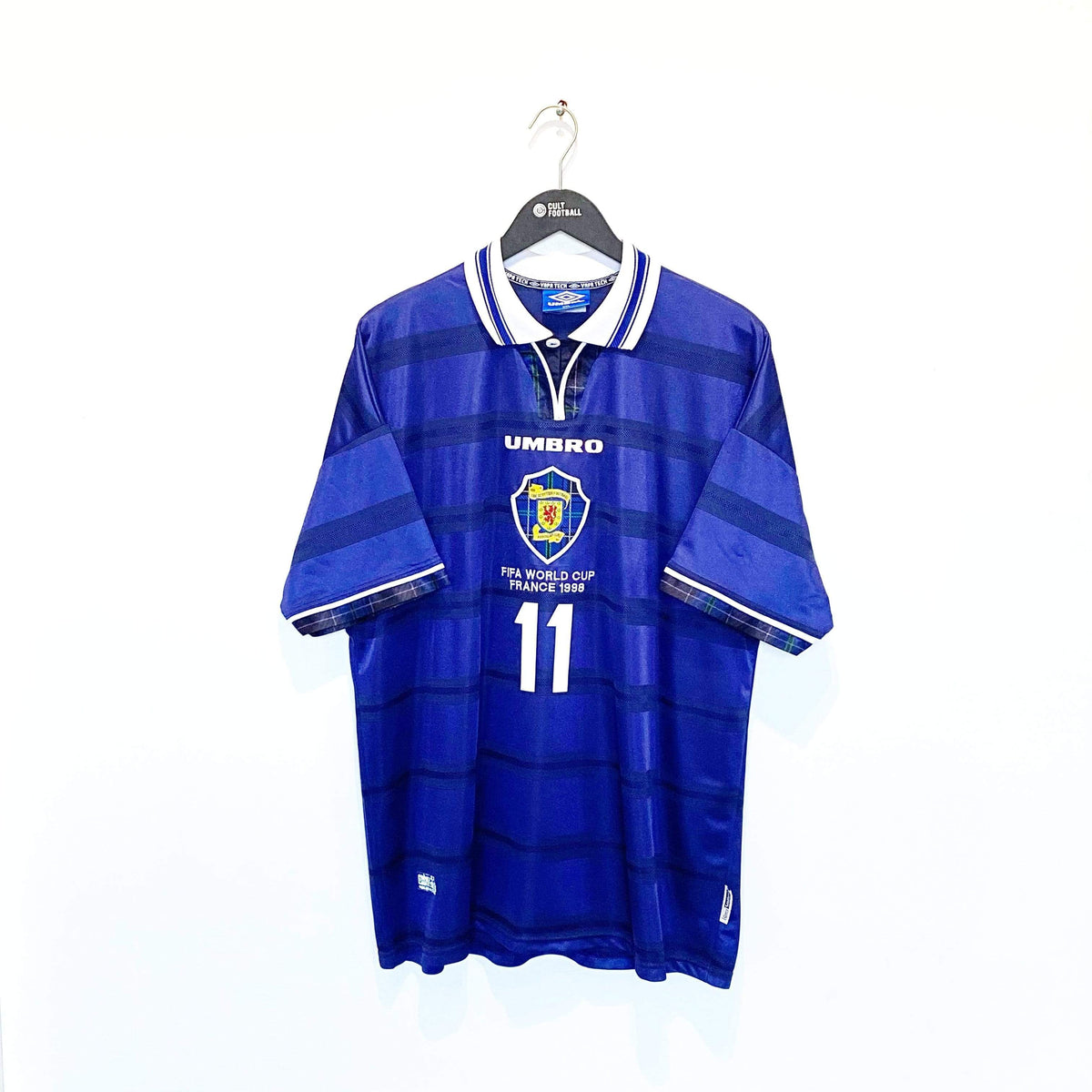 1998 COLLINS #11 Scotland World Cup 98 Vintage Umbro Home Football Shirt (XXL)