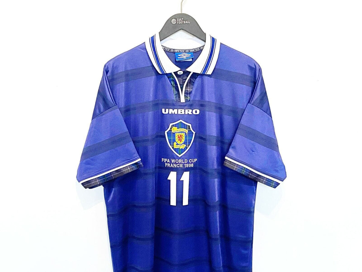 1998 COLLINS #11 Scotland World Cup 98 Vintage Umbro Home Football Shirt (XXL)
