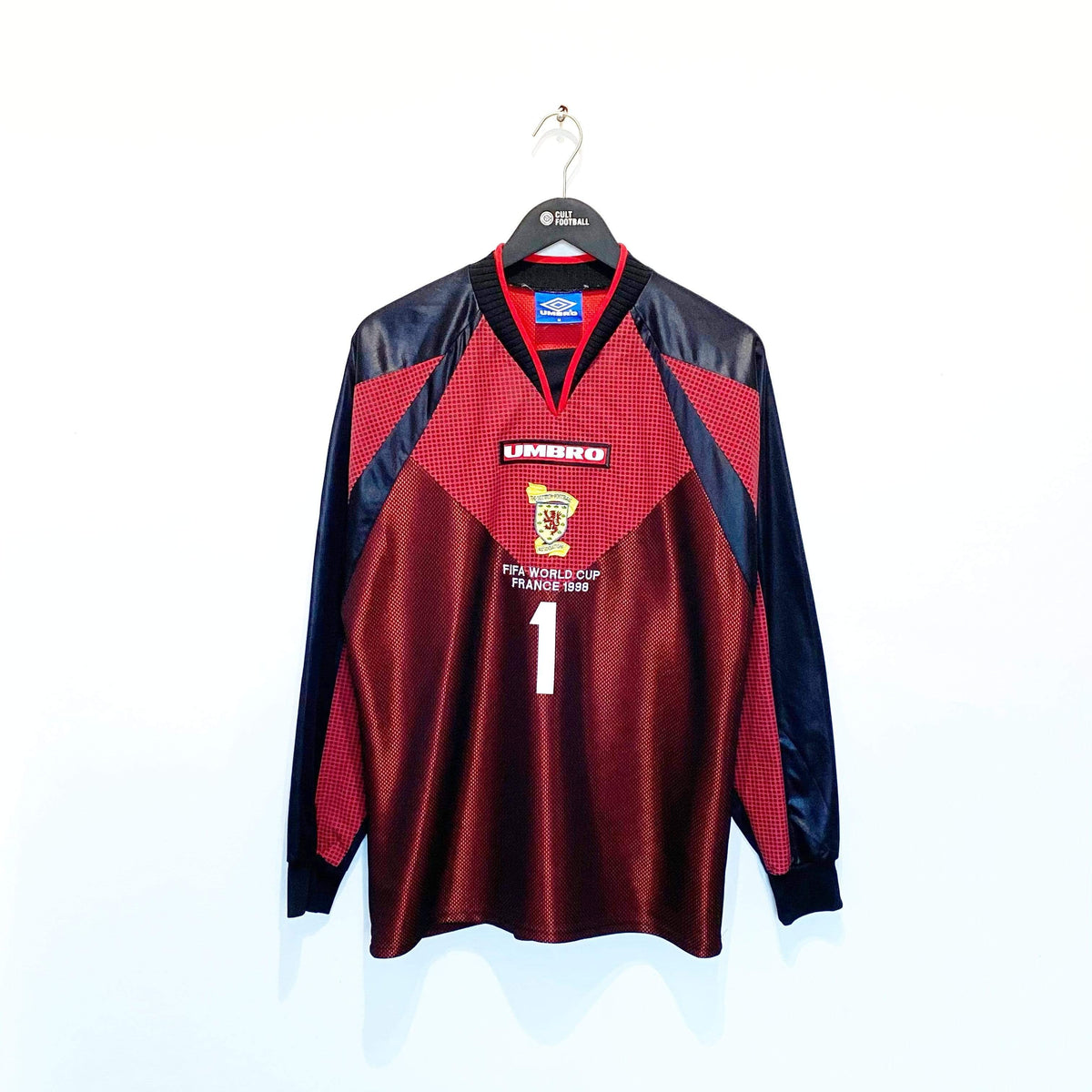 1998 LEIGHTON #1 Scotland World Cup 98 Vintage Umbro Home GK Football Shirt (M)