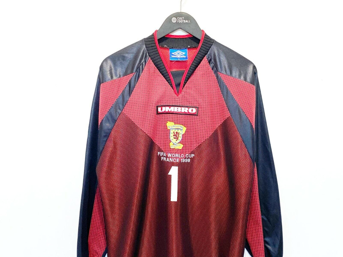 1998 LEIGHTON #1 Scotland World Cup 98 Vintage Umbro Home GK Football Shirt (M)