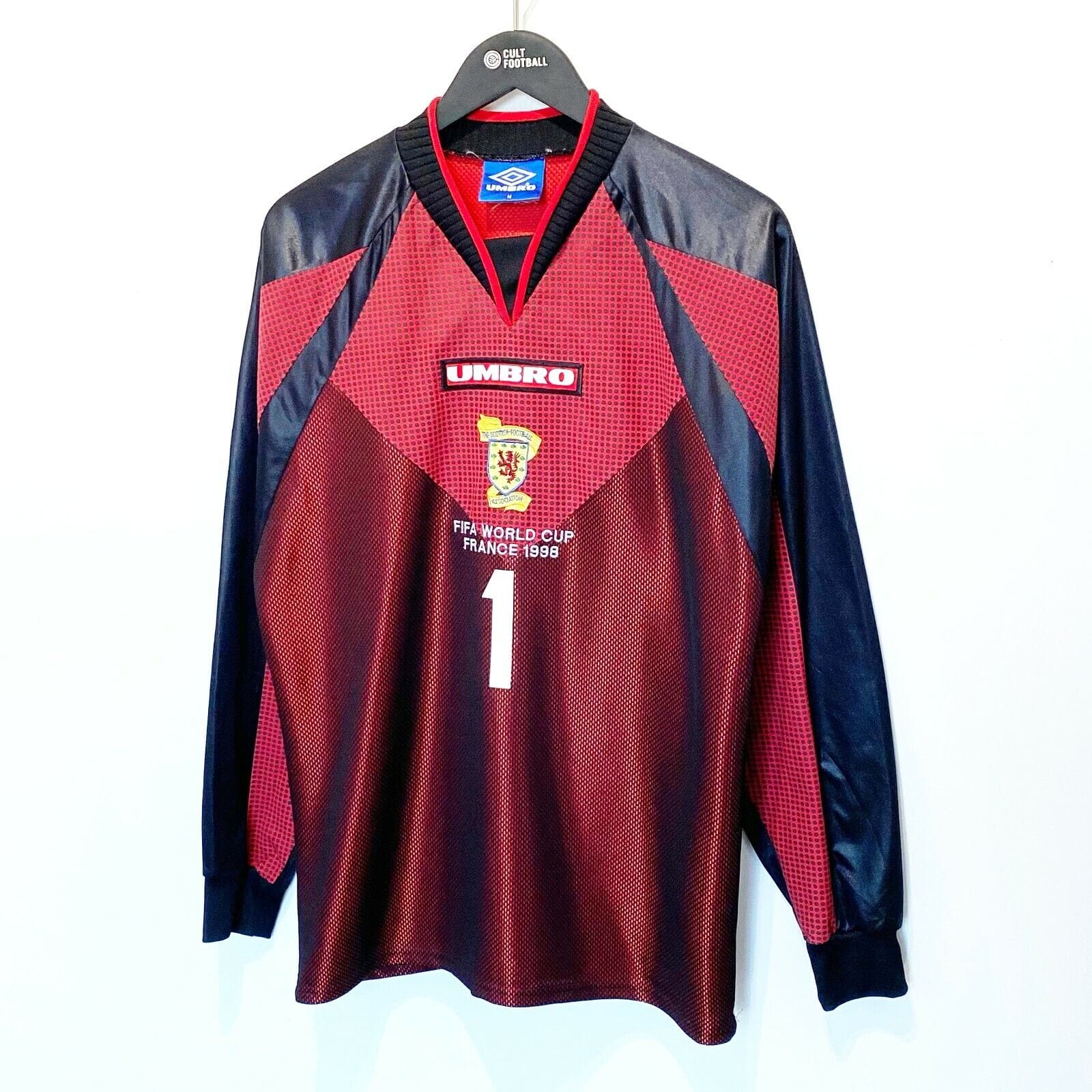 1998 LEIGHTON #1 Scotland World Cup 98 Vintage Umbro Home GK Football Shirt (M)