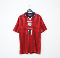 1998 McMANAMAN #11 England Vintage Umbro Away Football Shirt (XL) Player Spec