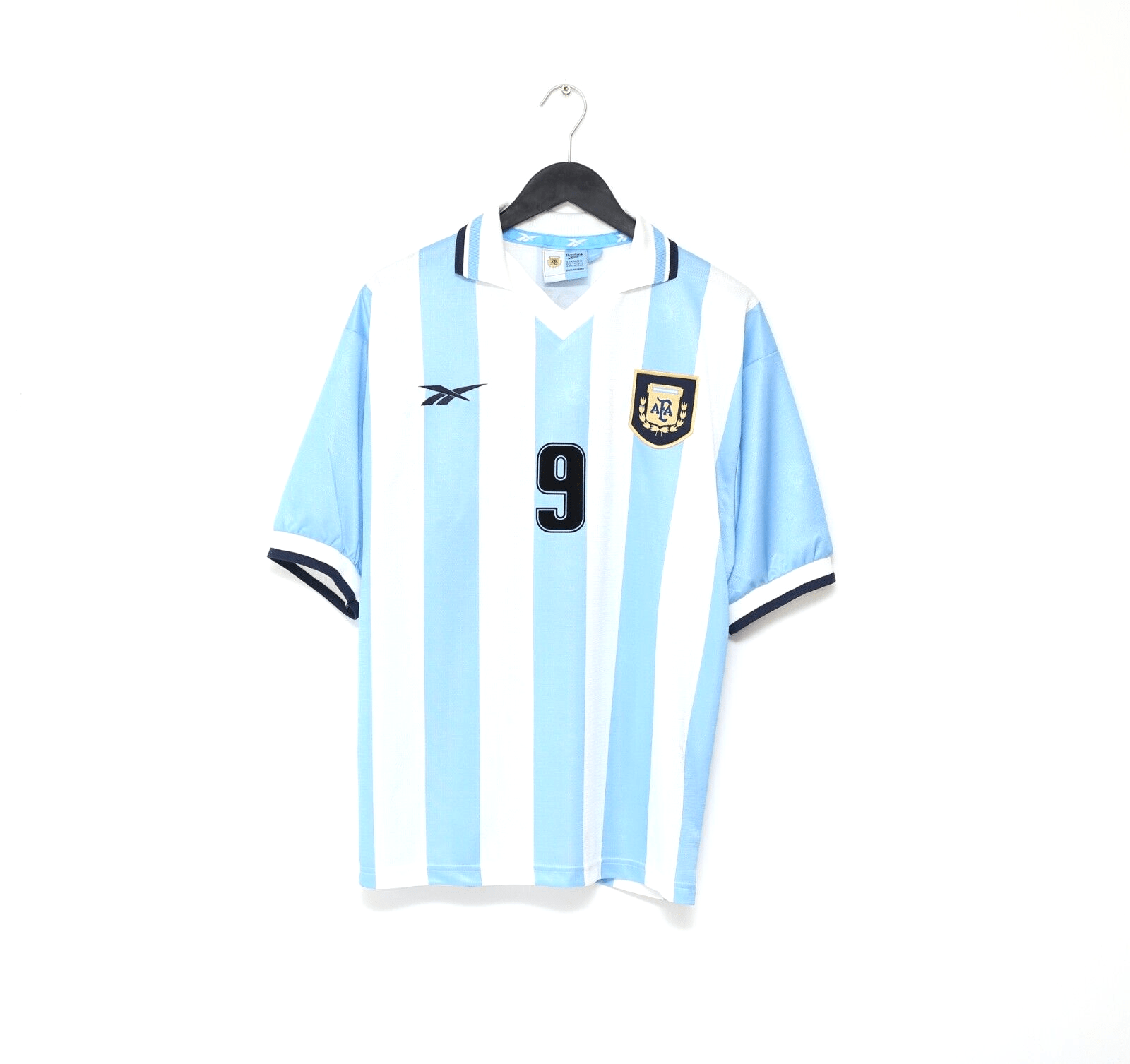 1999/00 BATISTUTA #9 Argentina Vintage Reebok Home Football Shirt (M)