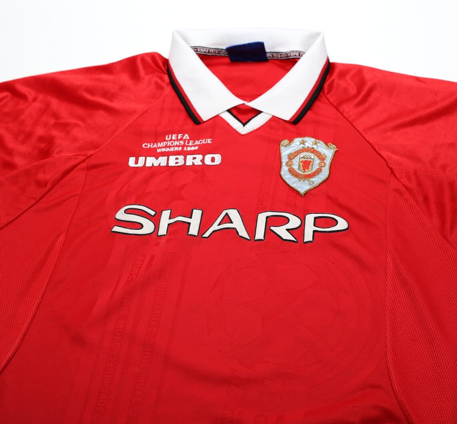 1999/00 BECKHAM #7 Manchester United Vintage Umbro CL Winners Football Shirt M/L