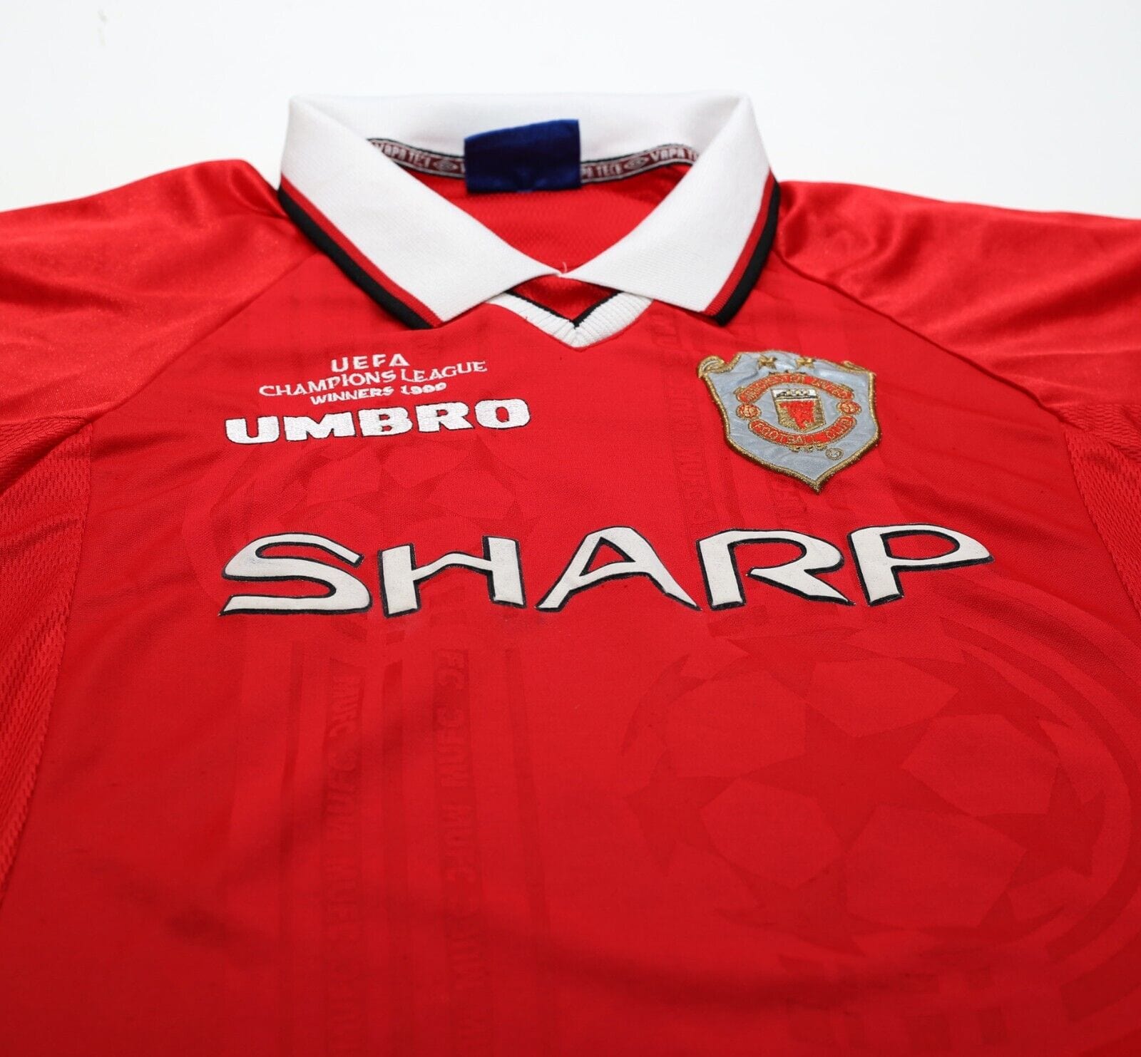 1999/00 BECKHAM #7 Manchester United Vintage Umbro CL Winners Football Shirt M/L