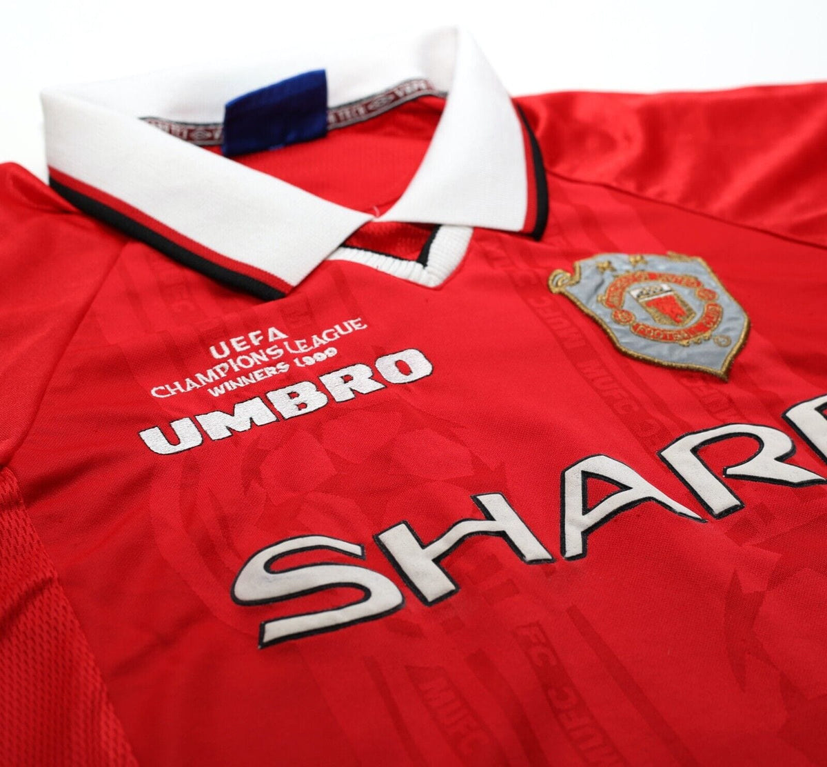 1999/00 BECKHAM #7 Manchester United Vintage Umbro CL Winners Football Shirt M/L