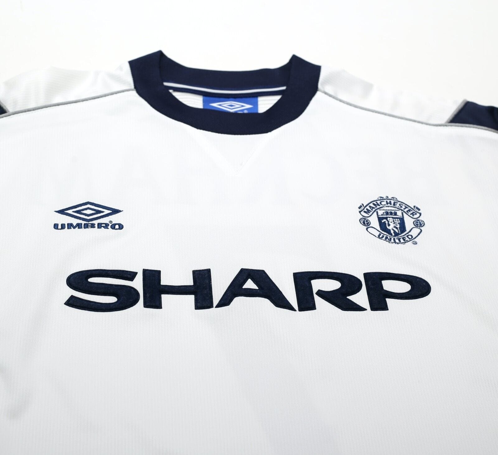 1999/00 BECKHAM #7 Manchester United Vintage Umbro Third UCL Football Shirt (L)