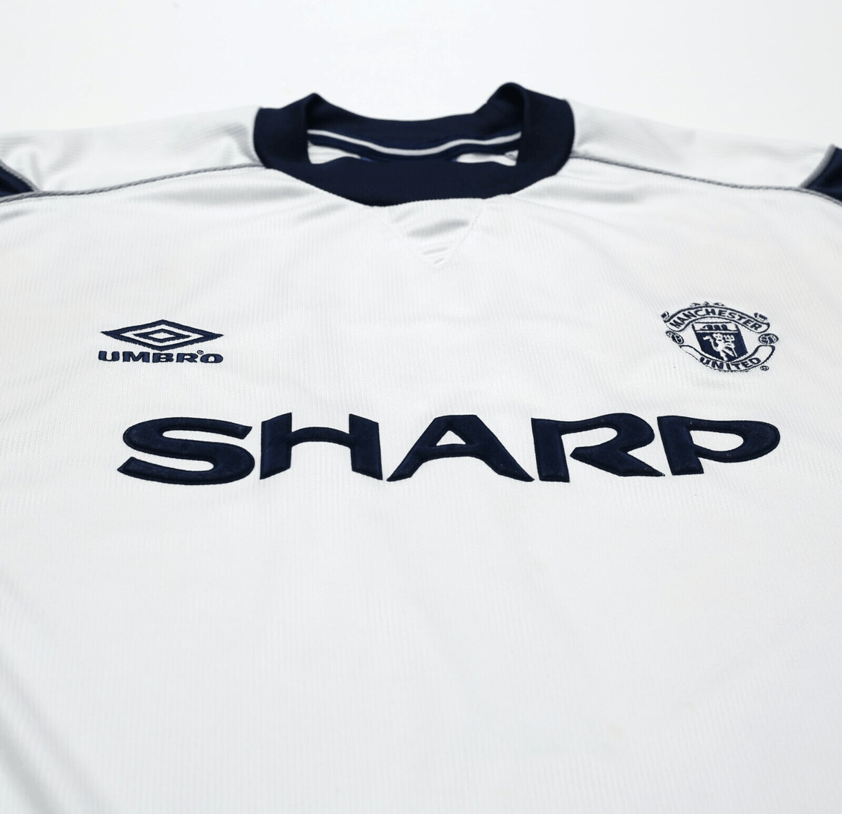 1999/00 BECKHAM #7 Manchester United Vintage Umbro UCL Football Shirt (L)