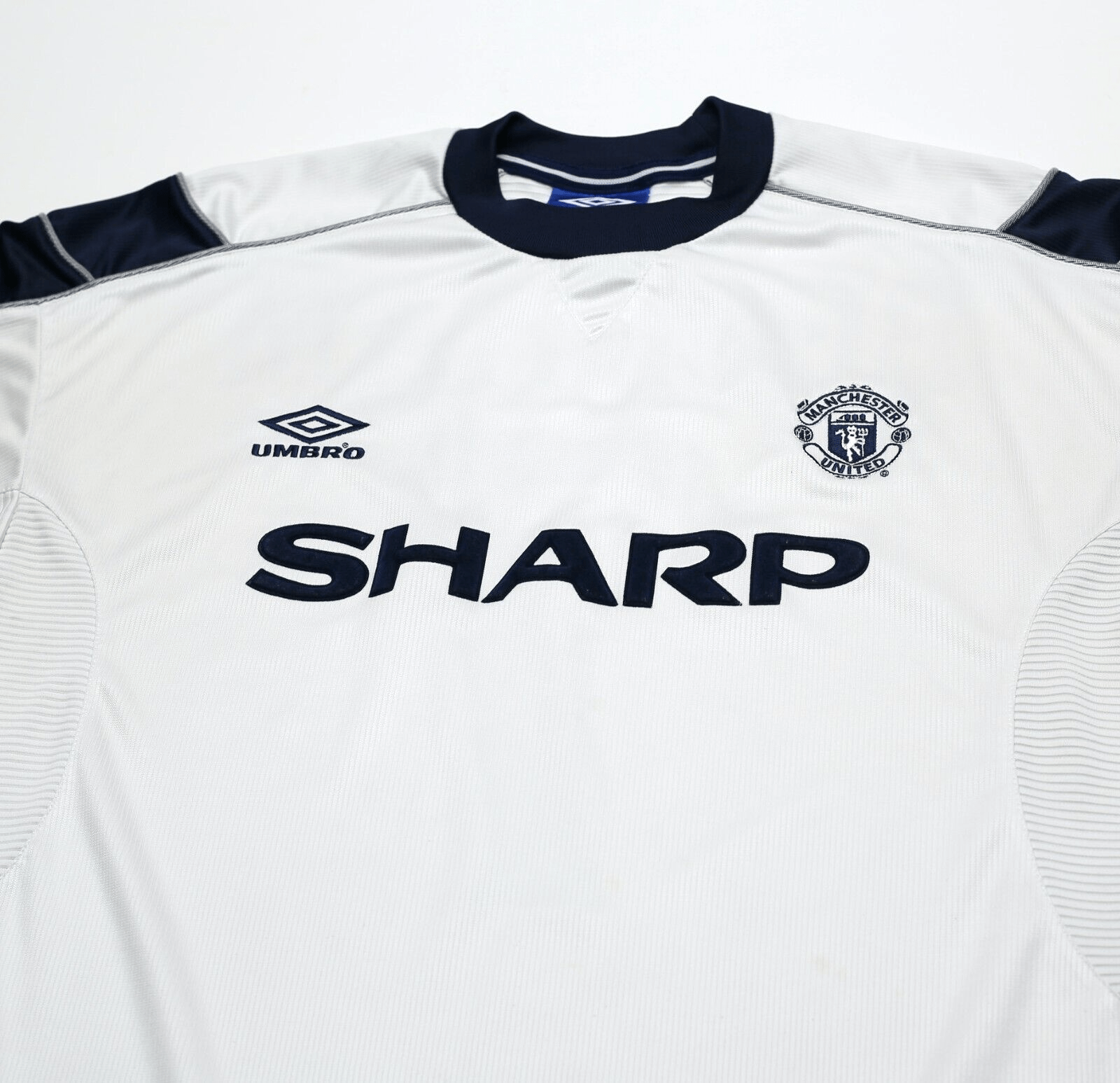 1999/00 BECKHAM #7 Manchester United Vintage Umbro UCL Football Shirt (L)