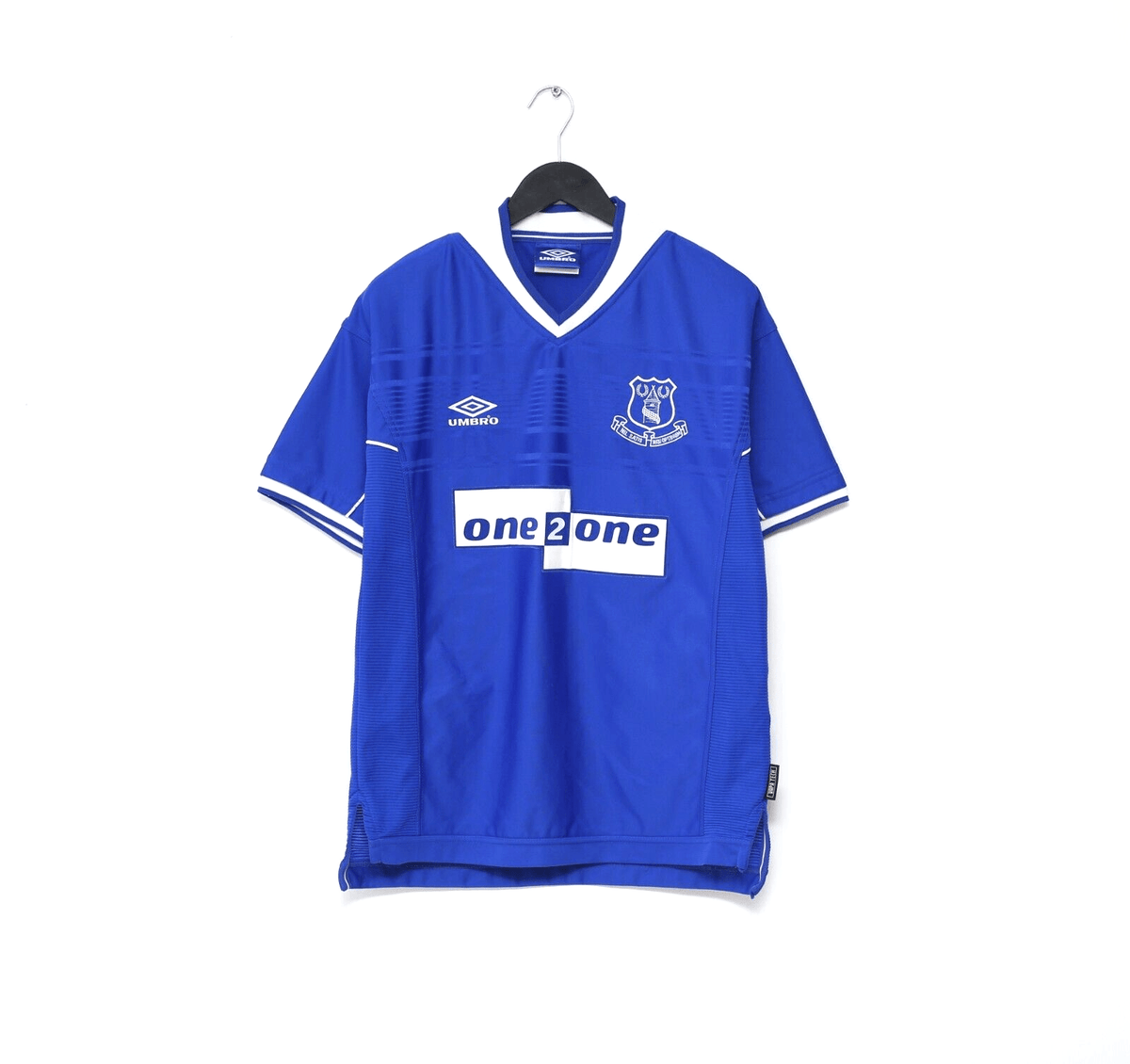 1999/00 CAMPBELL #9 Everton Vintage Umbro Home Football Shirt (M)