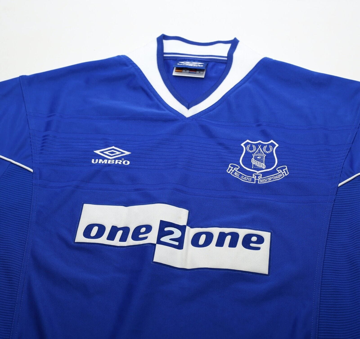 1999/00 CAMPBELL #9 Everton Vintage Umbro Home Football Shirt (M)