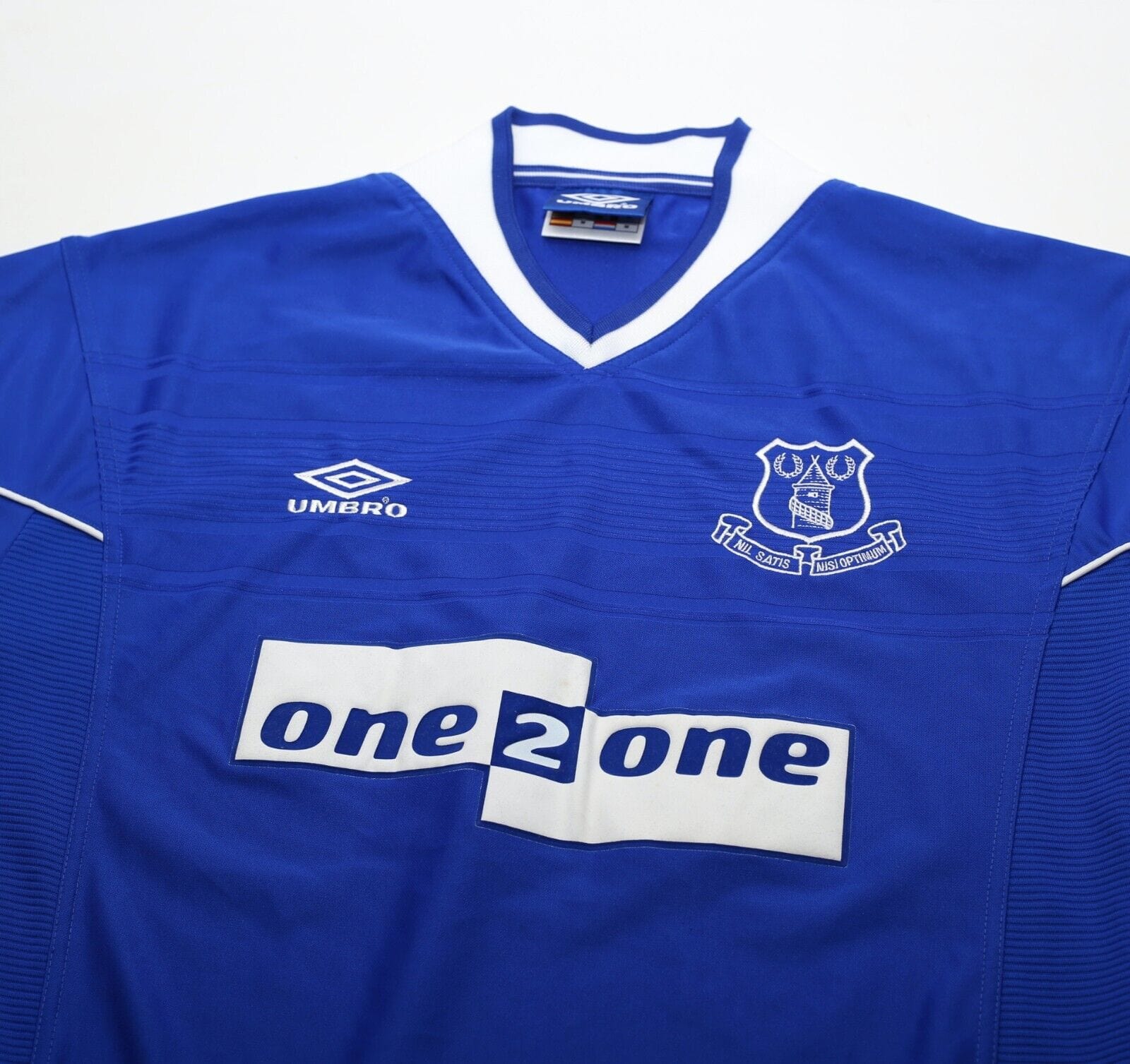 1999/00 CAMPBELL #9 Everton Vintage Umbro Home Football Shirt (M)