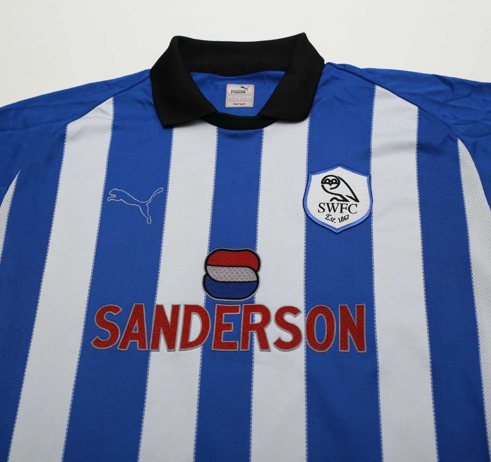 1999/00 CARBONE #8 Sheffield Wednesday Vintage PUMA Home Football Shirt (L)