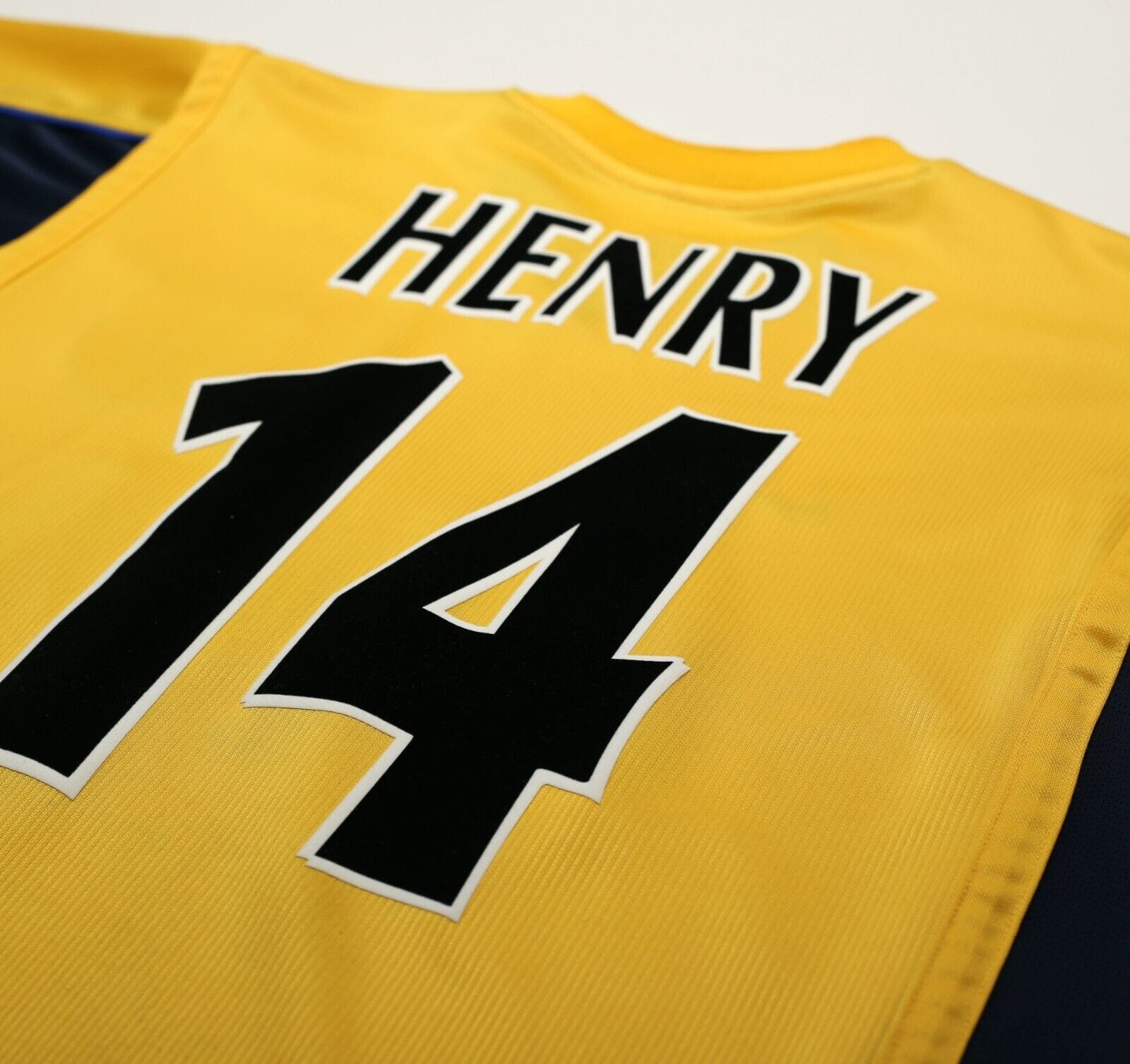 1999/00 HENRY #14 Arsenal Vintage Nike UEFA Cup Away Football Shirt Jersey (L)