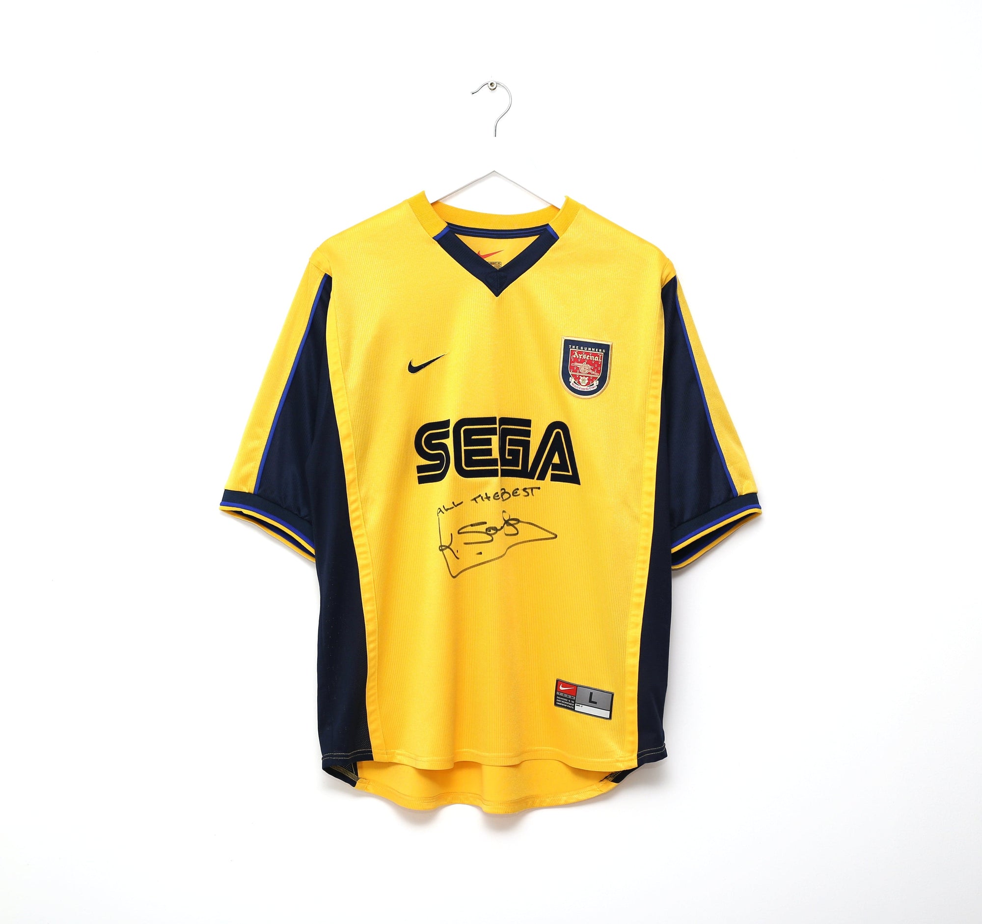 1999/00 HENRY #14 Arsenal Vintage Nike UEFA Cup Away Football Shirt Jersey (L)