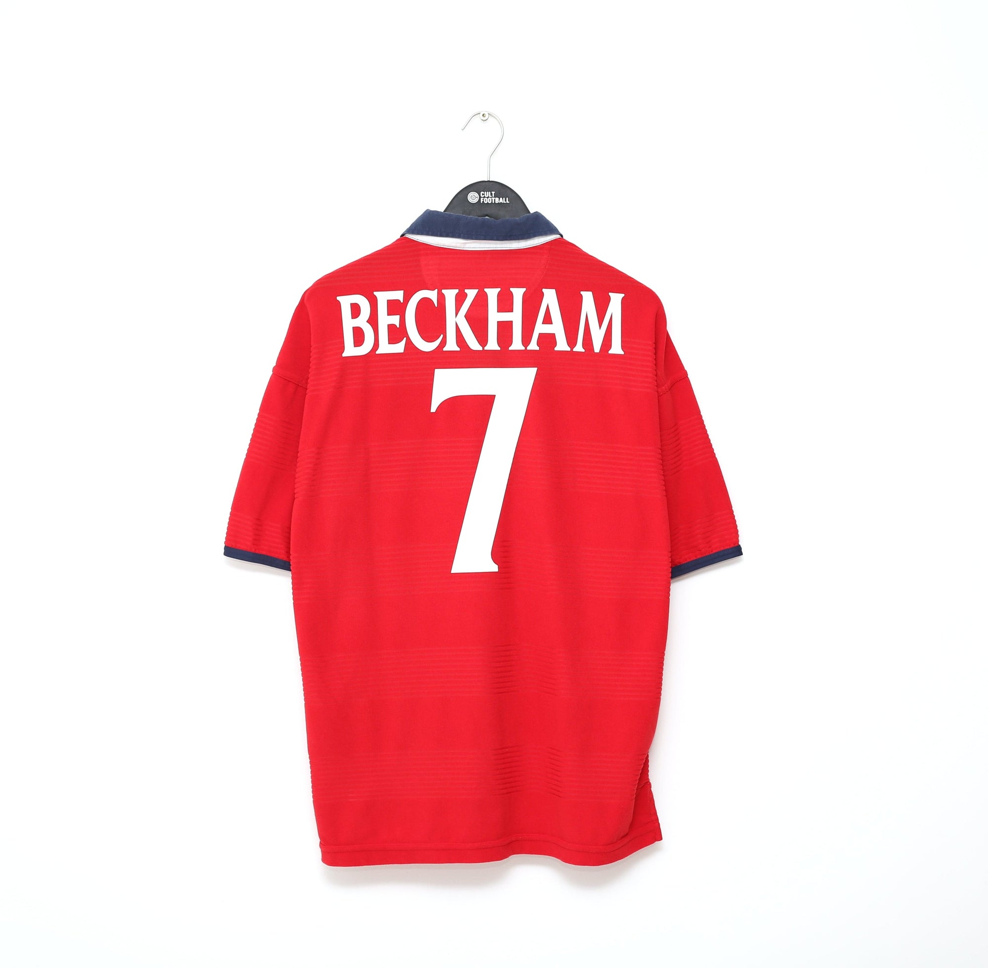 1999/01 BECKHAM #7 England Vintage Umbro Away Football Shirt (L) Euro 2000