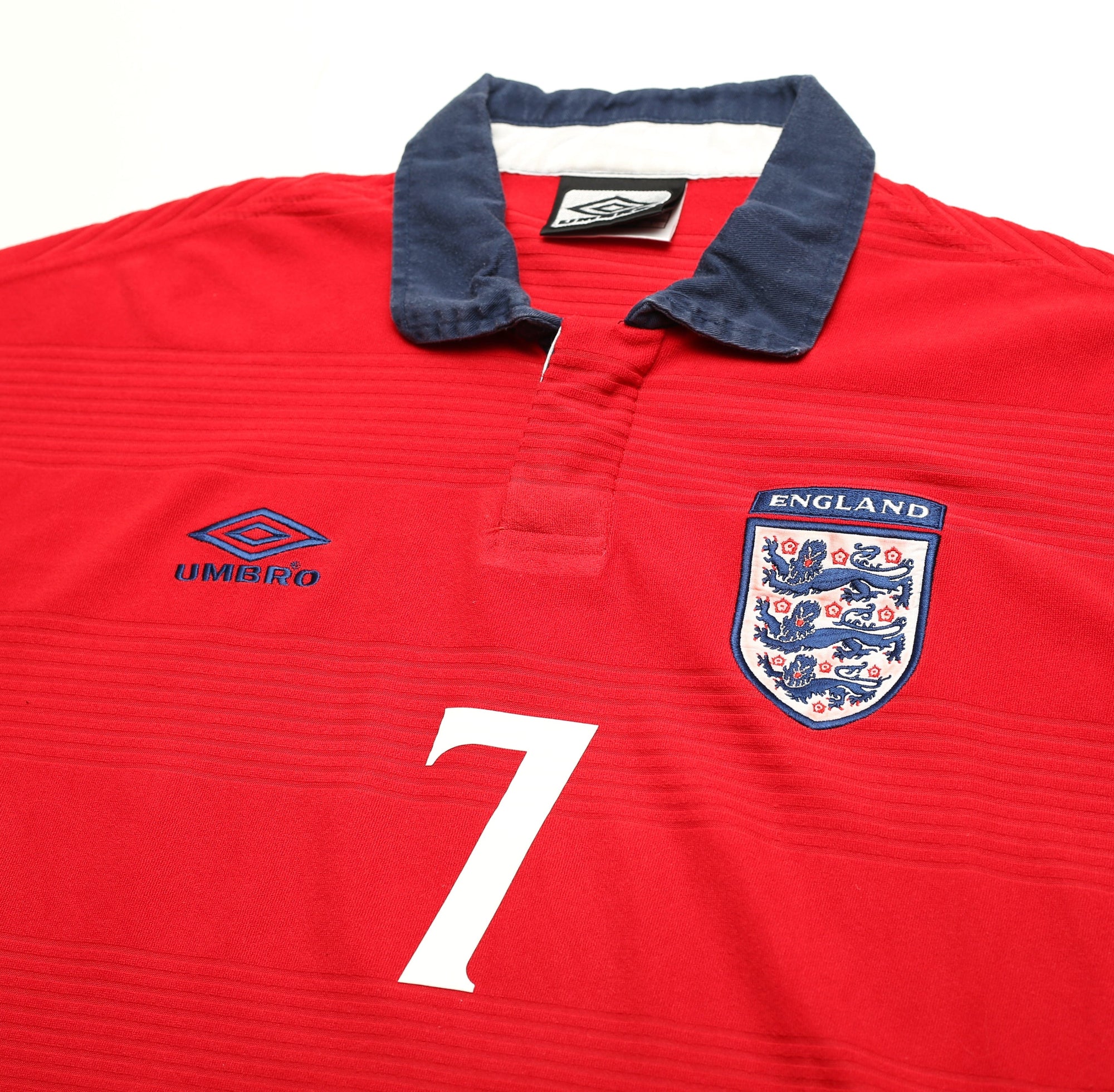 1999/01 BECKHAM #7 England Vintage Umbro Away Football Shirt (L) Euro 2000