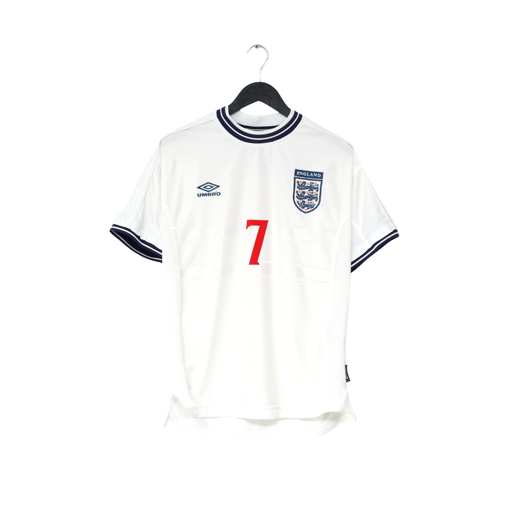 1999/01 BECKHAM #7 England Vintage Umbro Home Football Shirt (M) Euro 2000