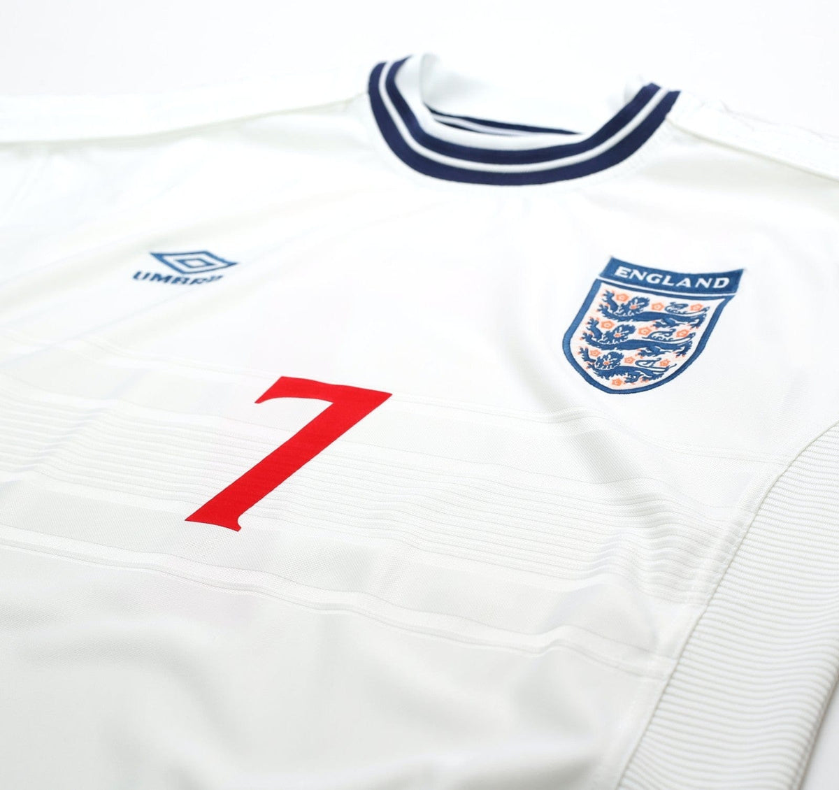 1999/01 BECKHAM #7 England Vintage Umbro Home Football Shirt (M) Euro 2000