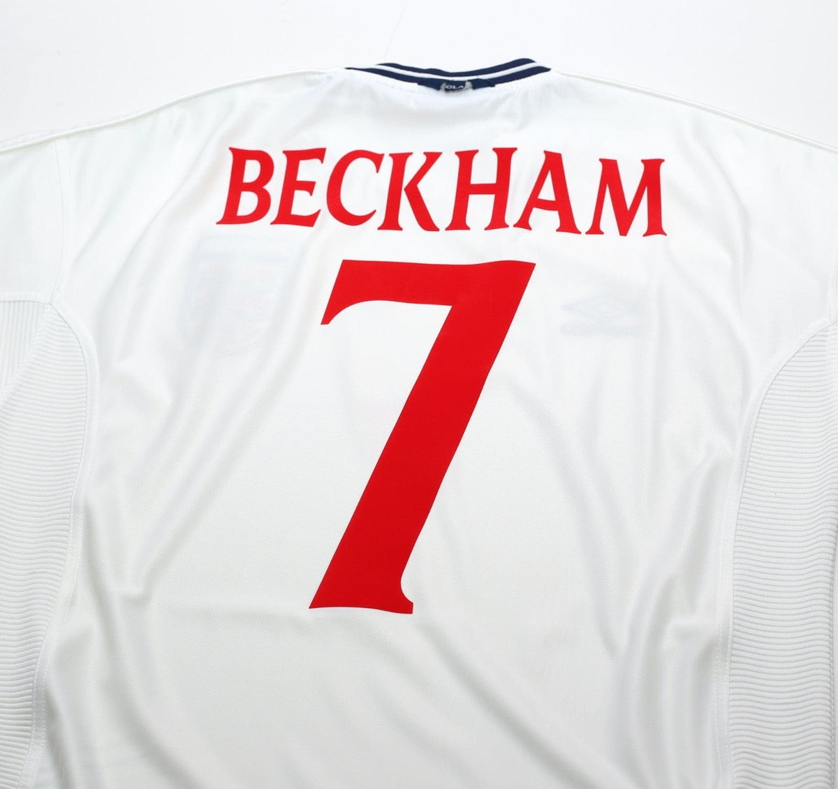 1999/01 BECKHAM #7 England Vintage Umbro Home Football Shirt (M) Euro 2000