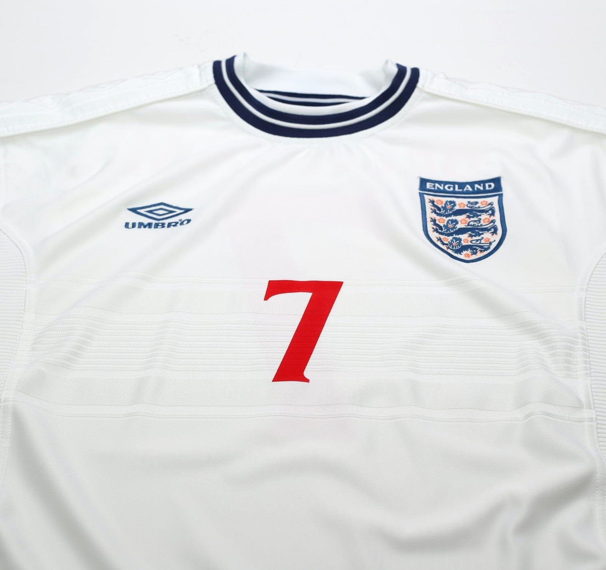 1999/01 BECKHAM #7 England Vintage Umbro Home Football Shirt (M) Euro 2000