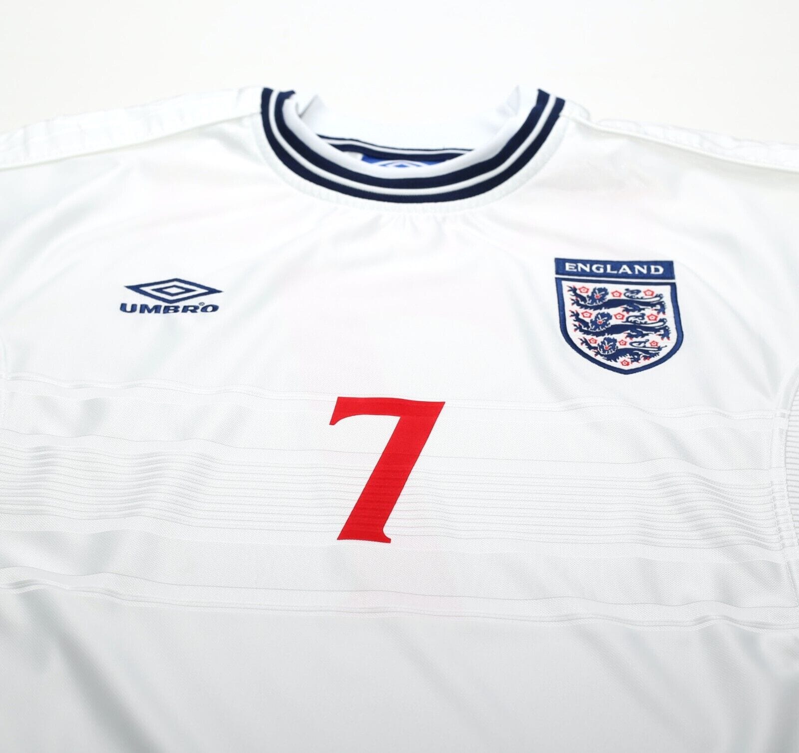 1999/01 BECKHAM #7 England Vintage Umbro Home Football Shirt (M) Euro 2000