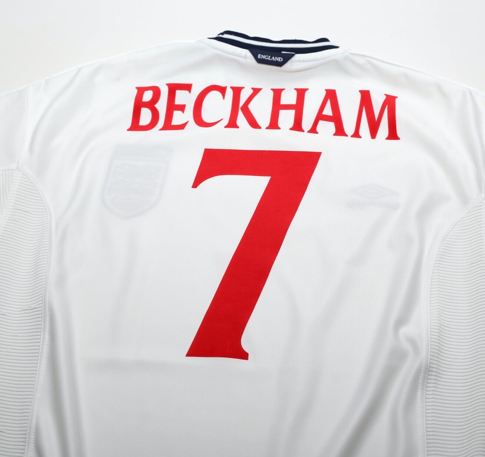 1999/01 BECKHAM #7 England Vintage Umbro Home Football Shirt (M) Euro 2000