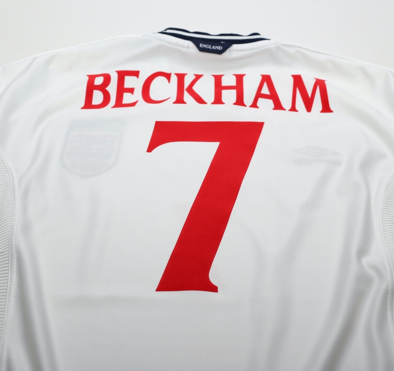 1999/01 BECKHAM #7 England Vintage Umbro Home Football Shirt (M) Euro 2000