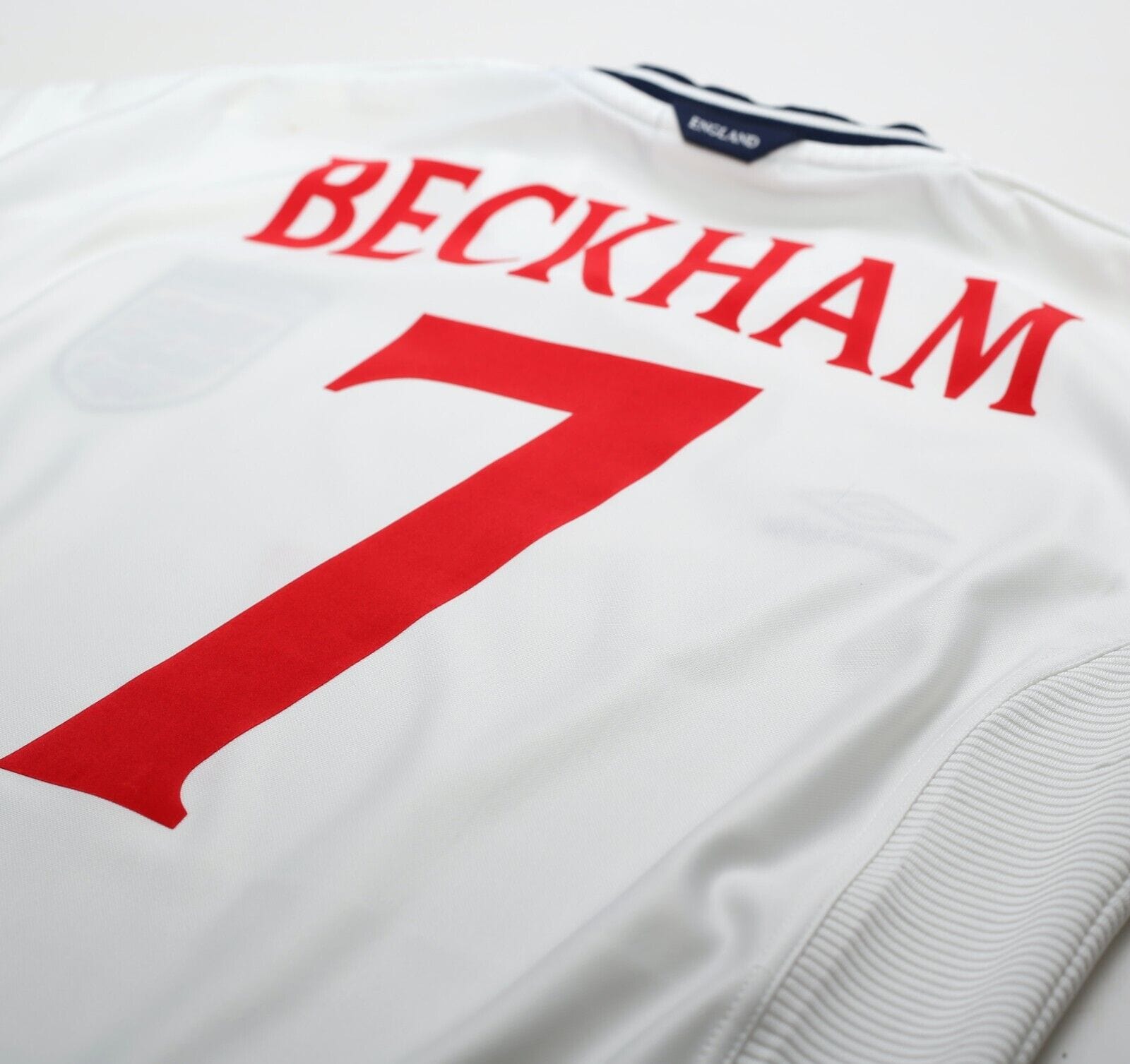 1999/01 BECKHAM #7 England Vintage Umbro Home Football Shirt (M) Euro 2000