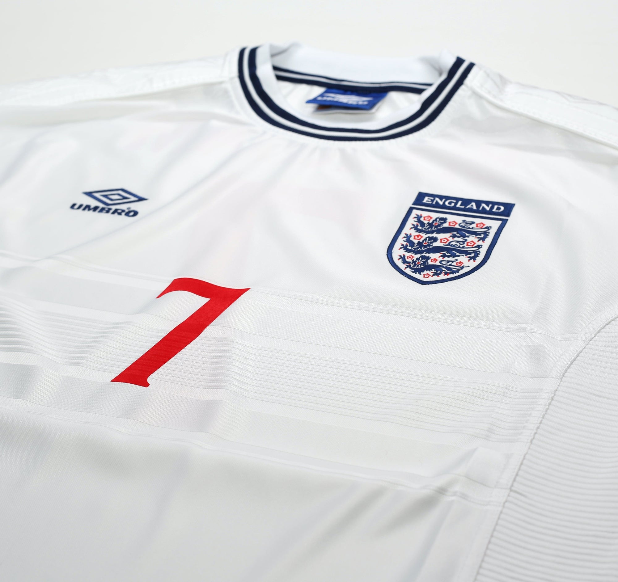 1999/01 BECKHAM #7 England Vintage Umbro Home Football Shirt (XL) Euro 2000
