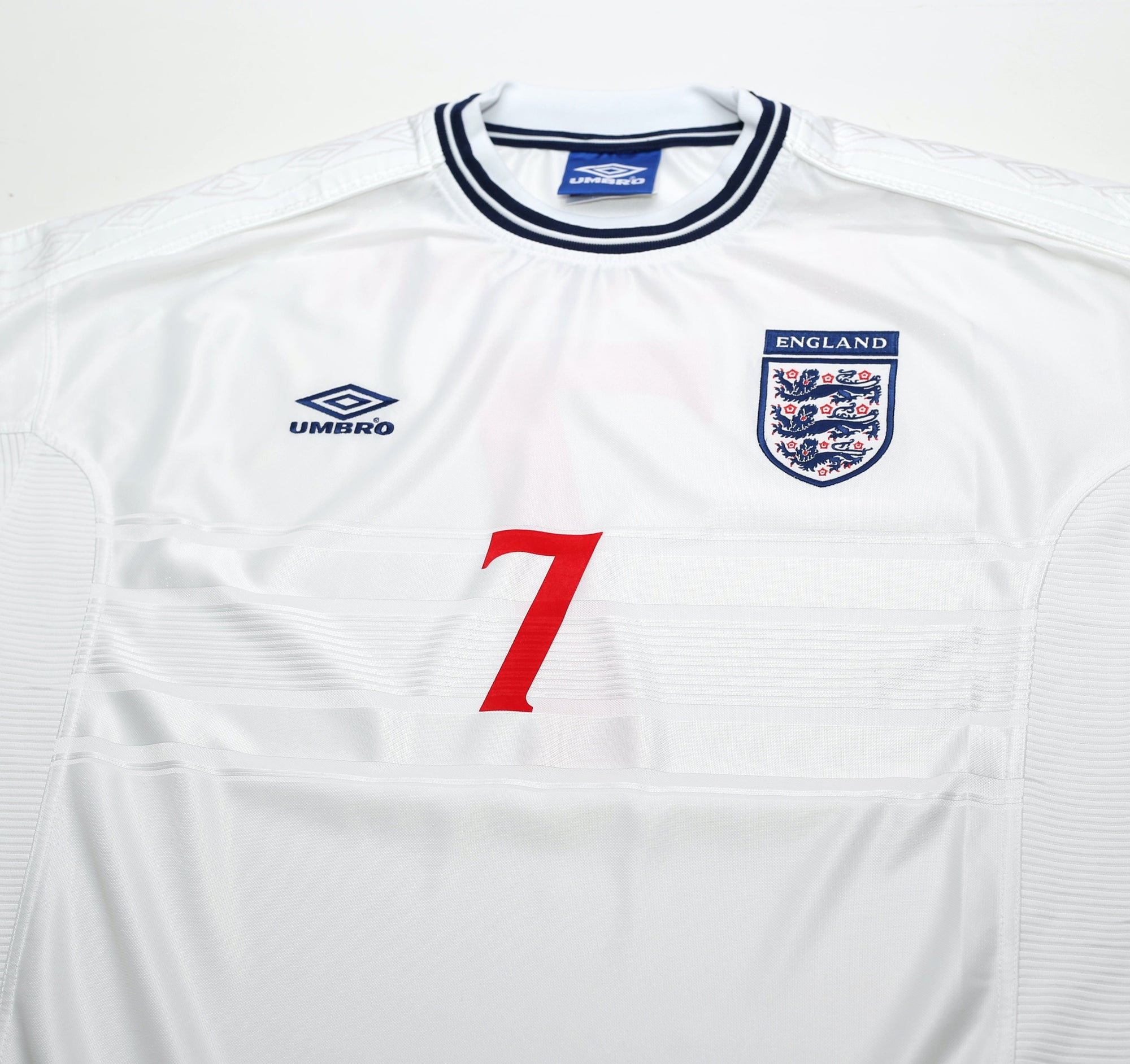 1999/01 BECKHAM #7 England Vintage Umbro Home Football Shirt (XL) Euro 2000