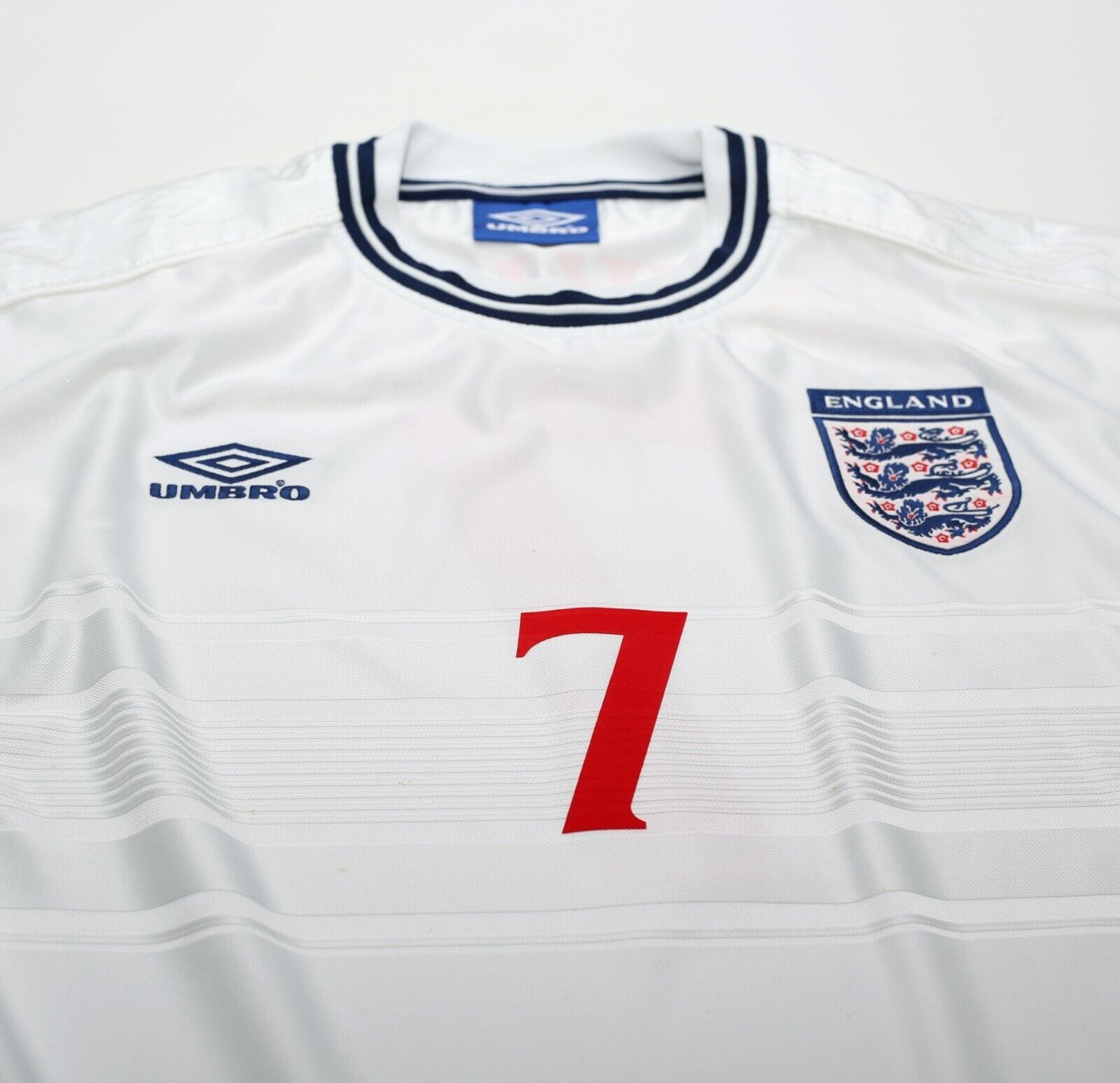 1999/01 BECKHAM #7 England Vintage Umbro Home Football Shirt (XL) Euro 2000