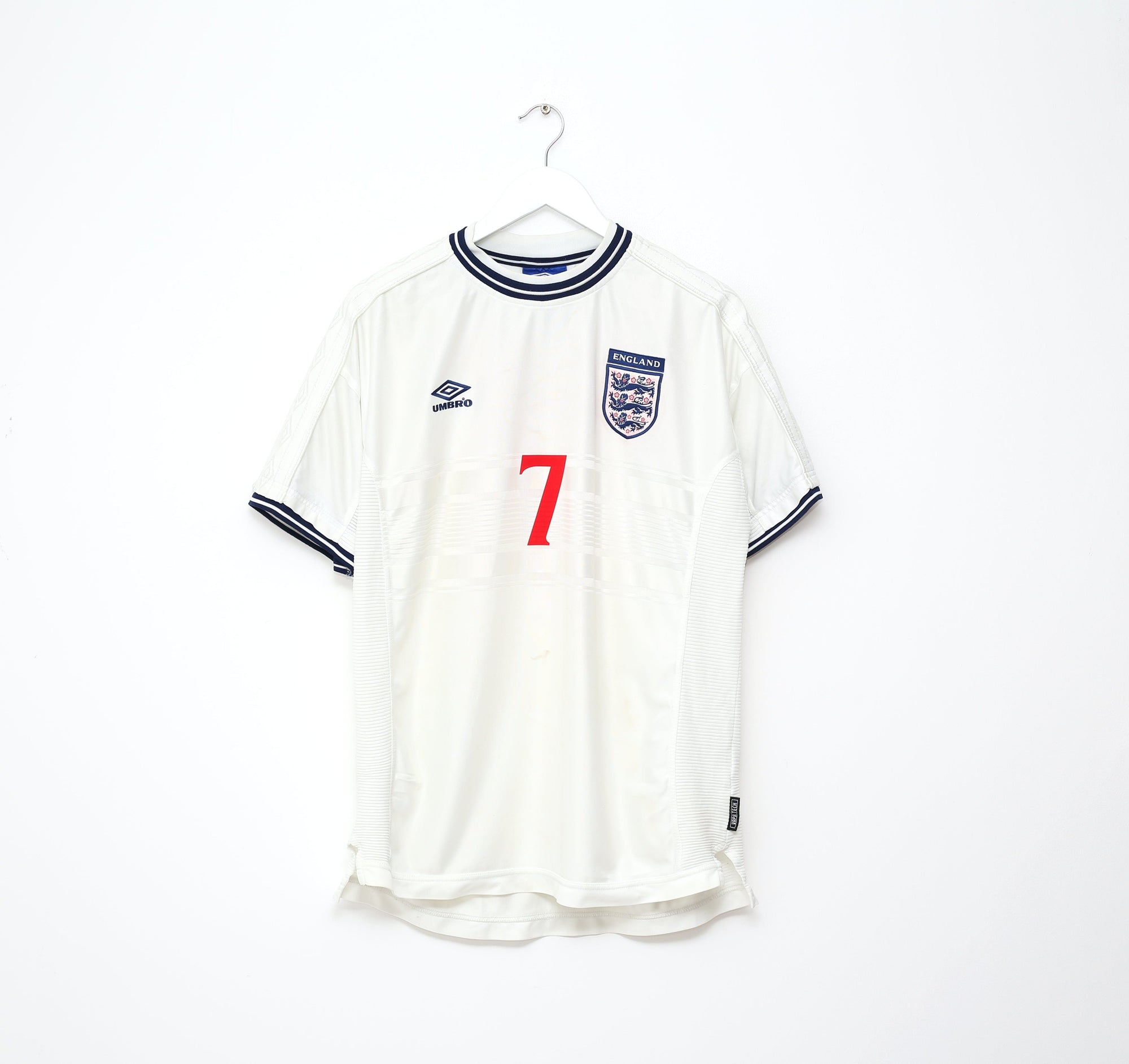 1999/01 BECKHAM #7 England Vintage Umbro Home Football Shirt (XL) Euro 2000