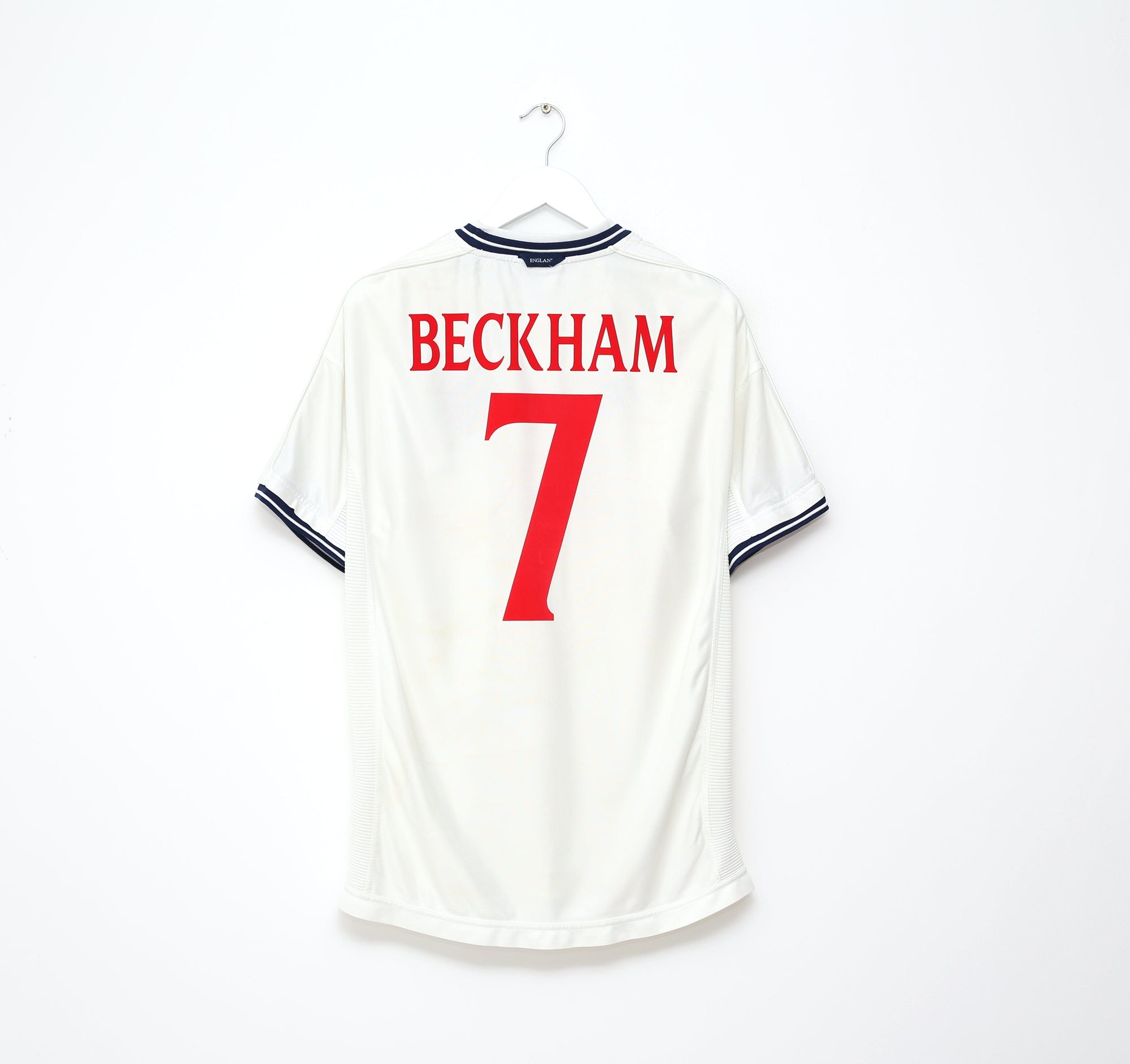 1999/01 BECKHAM #7 England Vintage Umbro Home Football Shirt (XL) Euro 2000