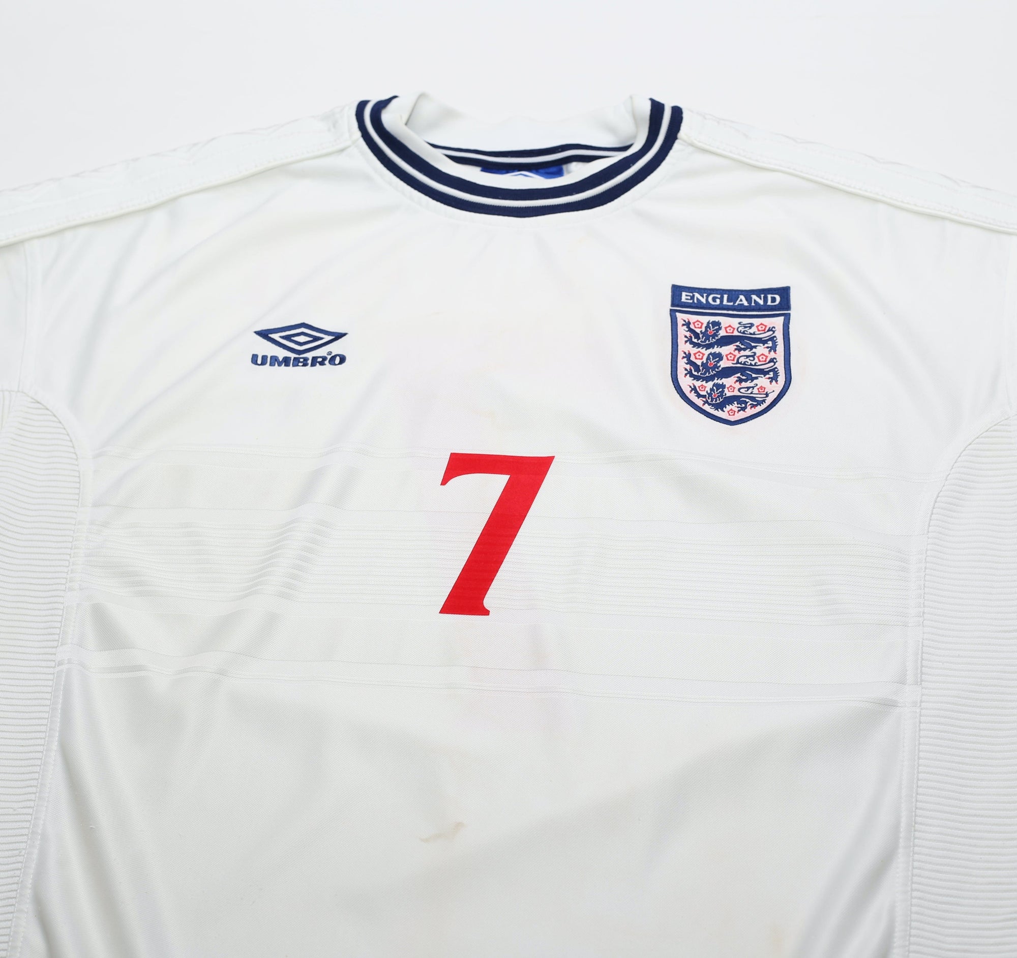 1999/01 BECKHAM #7 England Vintage Umbro Home Football Shirt (XL) Euro 2000