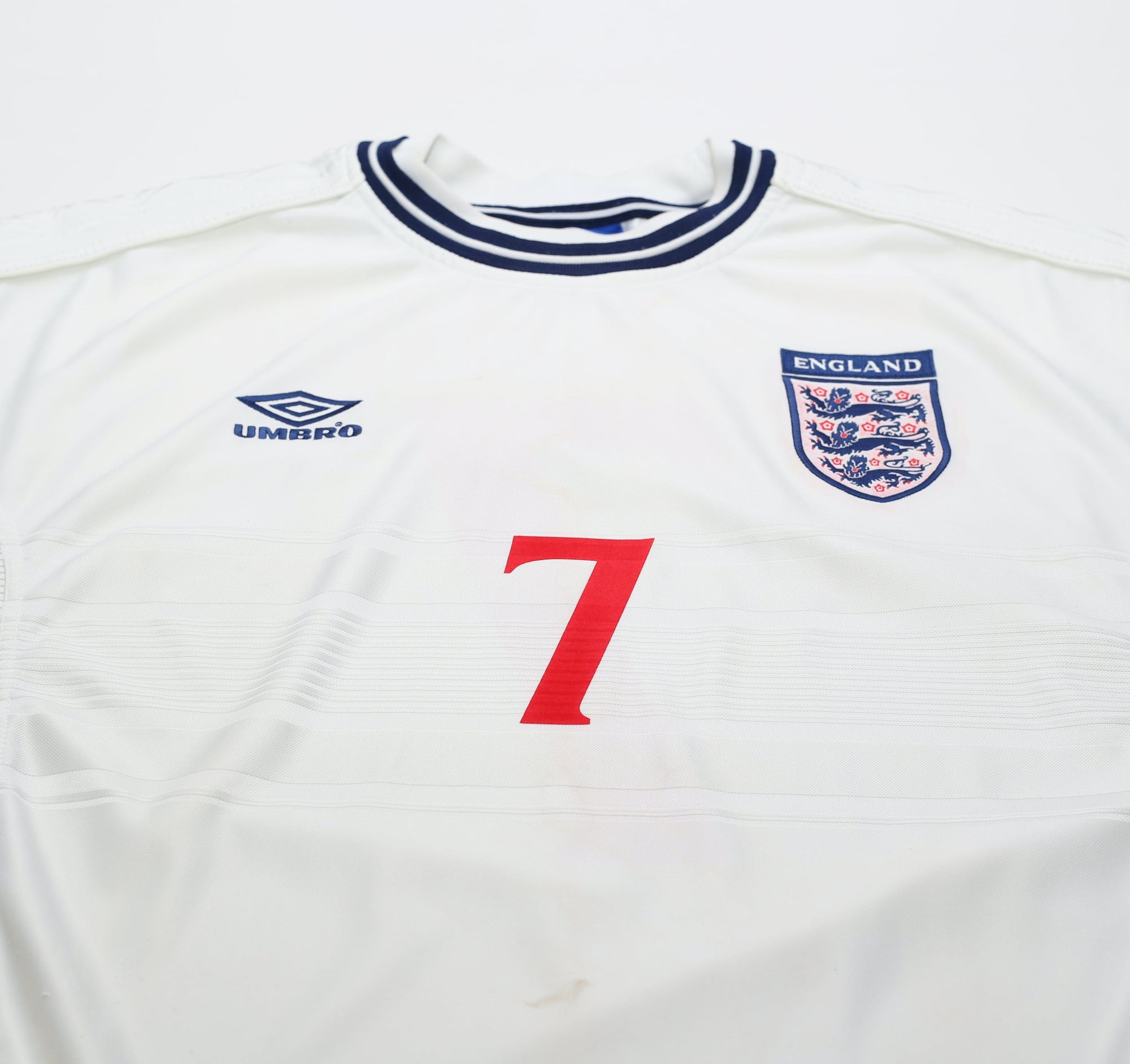 1999/01 BECKHAM #7 England Vintage Umbro Home Football Shirt (XL) Euro 2000