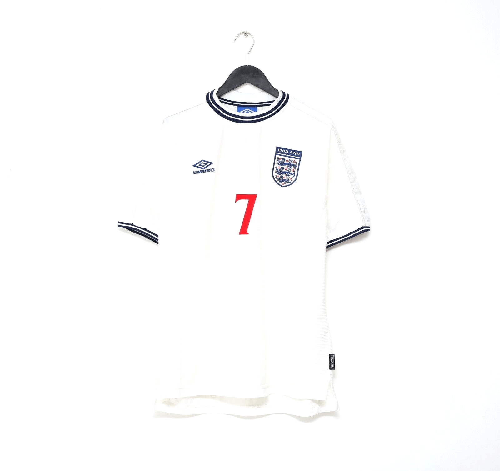 1999/01 BECKHAM #7 England Vintage Umbro Home Football Shirt (XL) Euro 2000