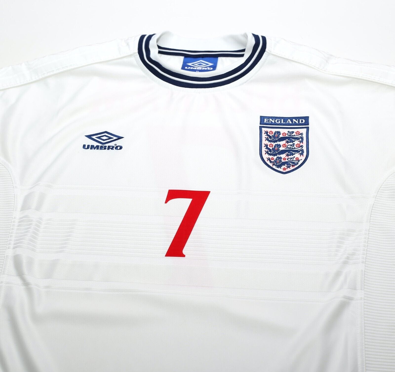 1999/01 BECKHAM #7 England Vintage Umbro Home Football Shirt (XL) Euro 2000