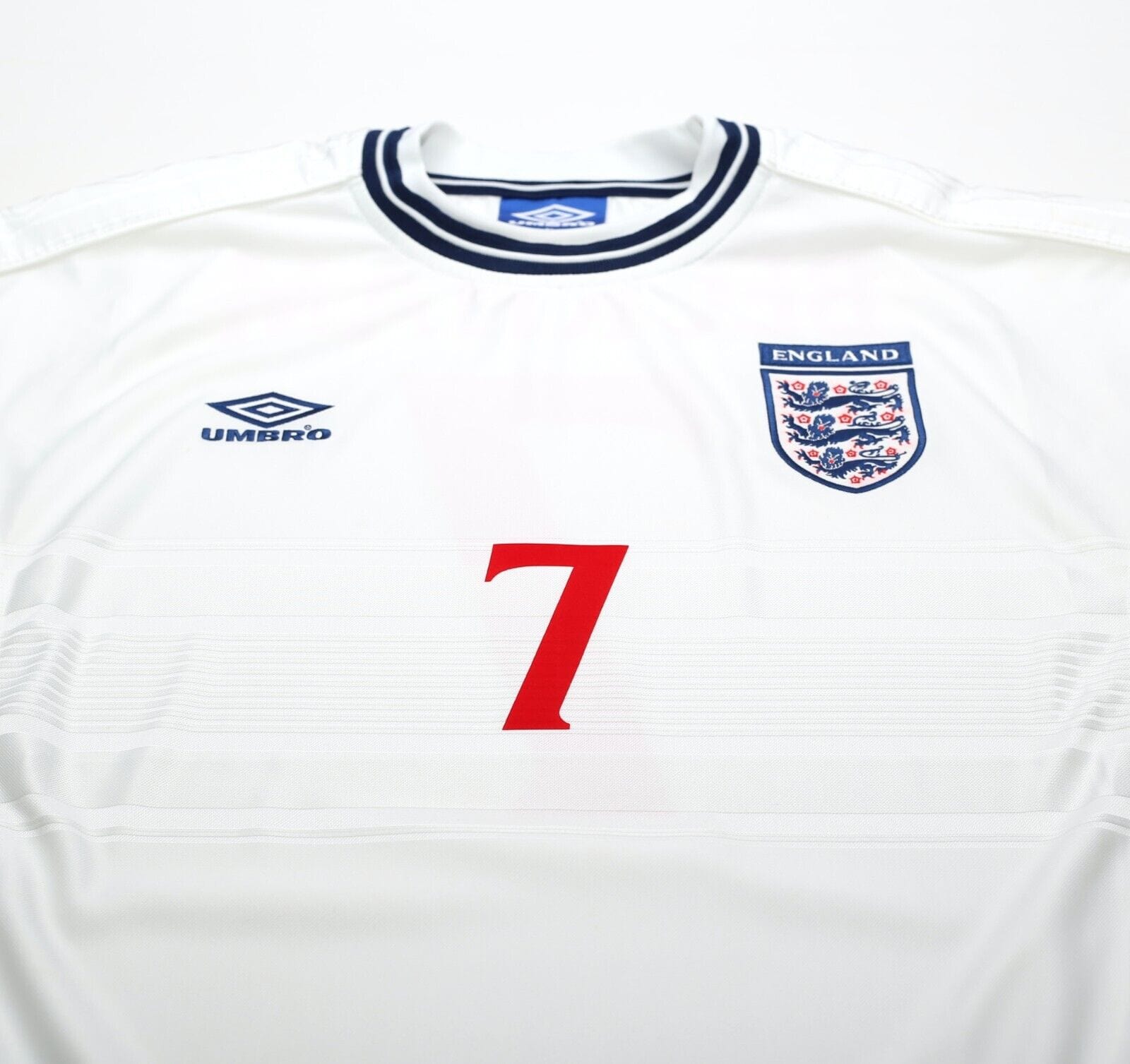 1999/01 BECKHAM #7 England Vintage Umbro Home Football Shirt (XL) Euro 2000