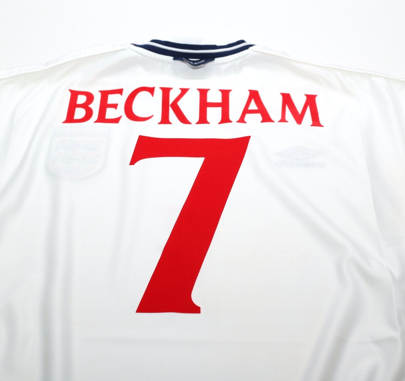 1999/01 BECKHAM #7 England Vintage Umbro Home Football Shirt (XL) Euro 2000