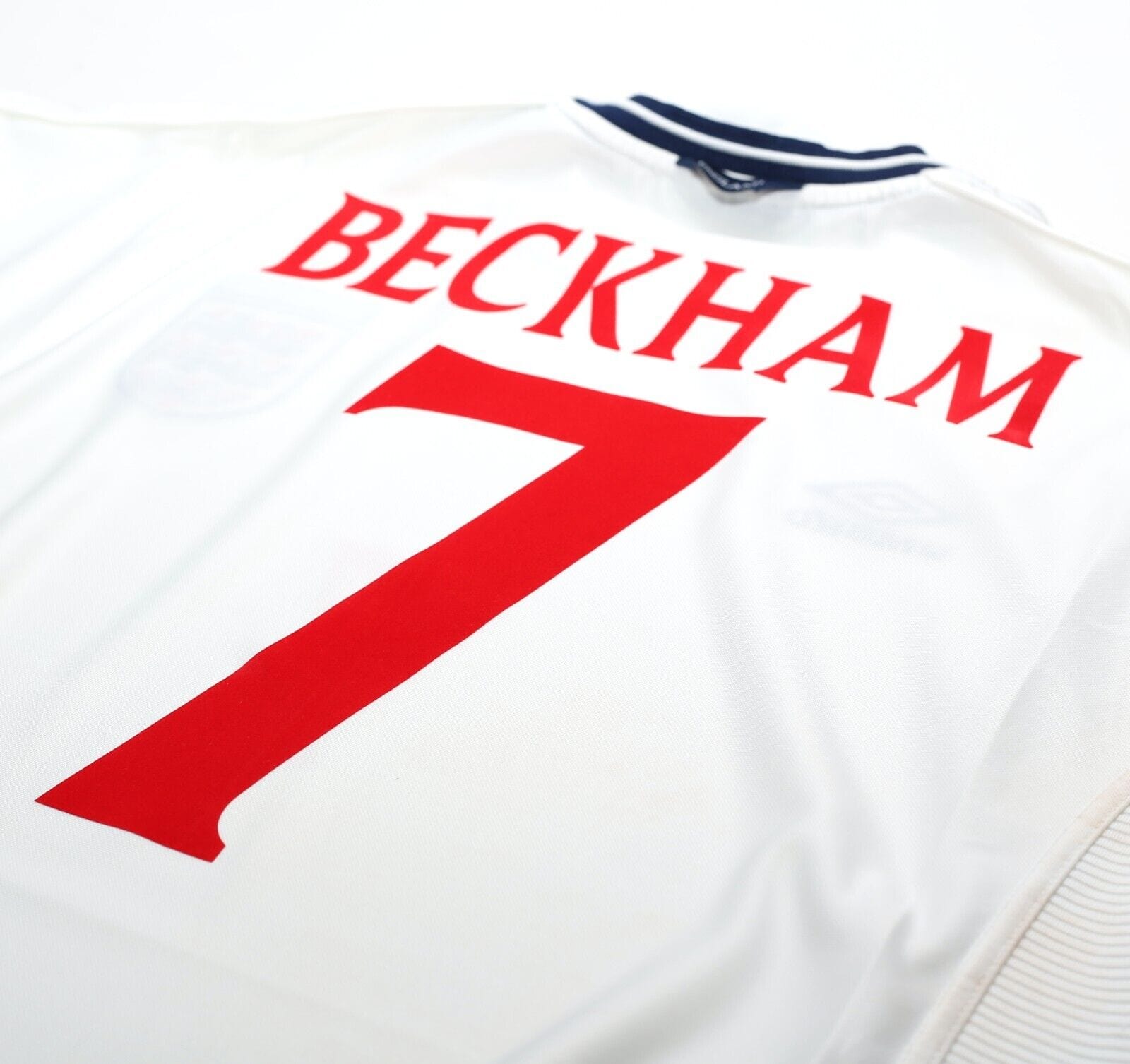 1999/01 BECKHAM #7 England Vintage Umbro Home Football Shirt (XL) Euro 2000