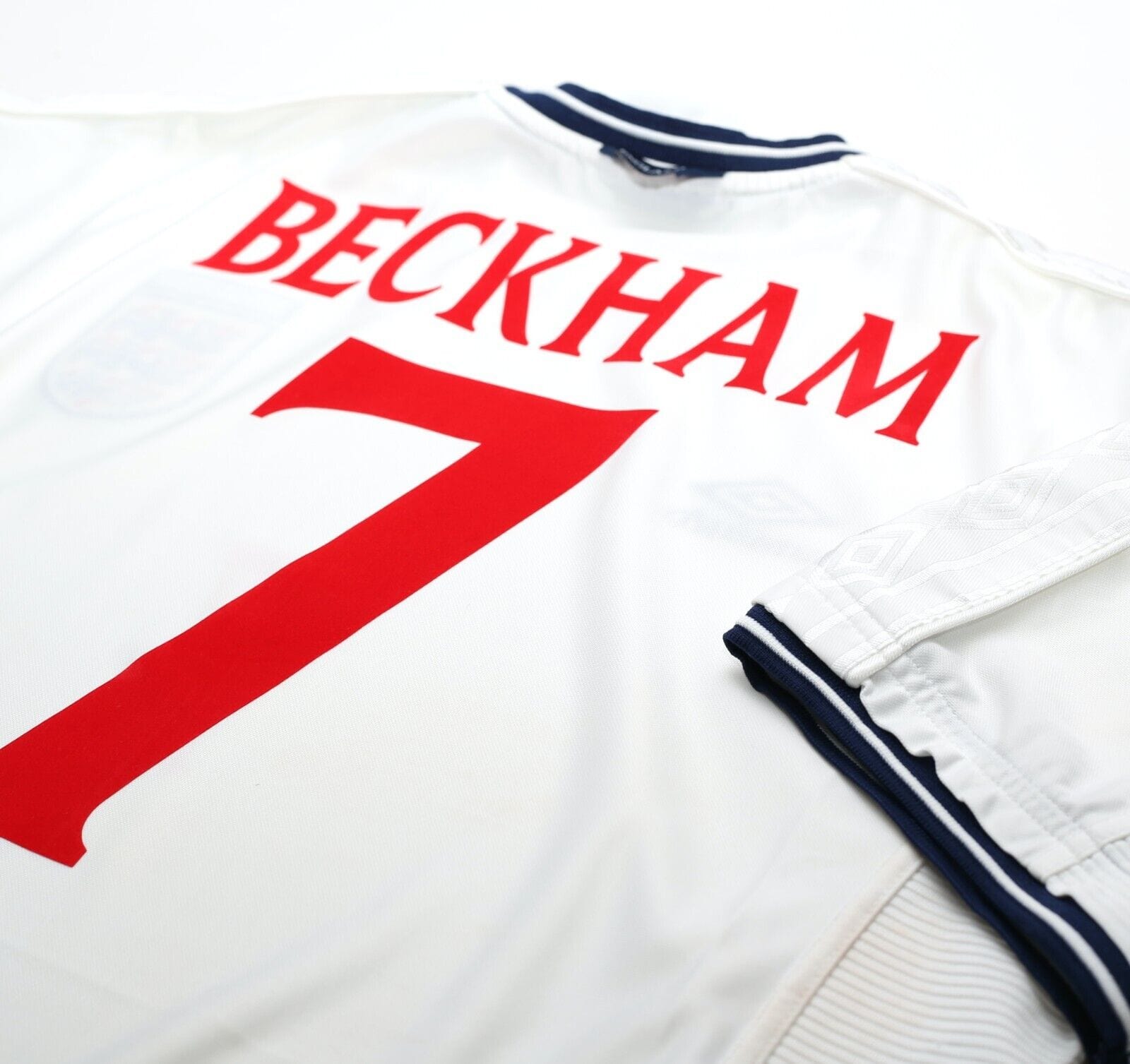1999/01 Beckham #7 England Vintage Umbro Home Football Shirt (XL