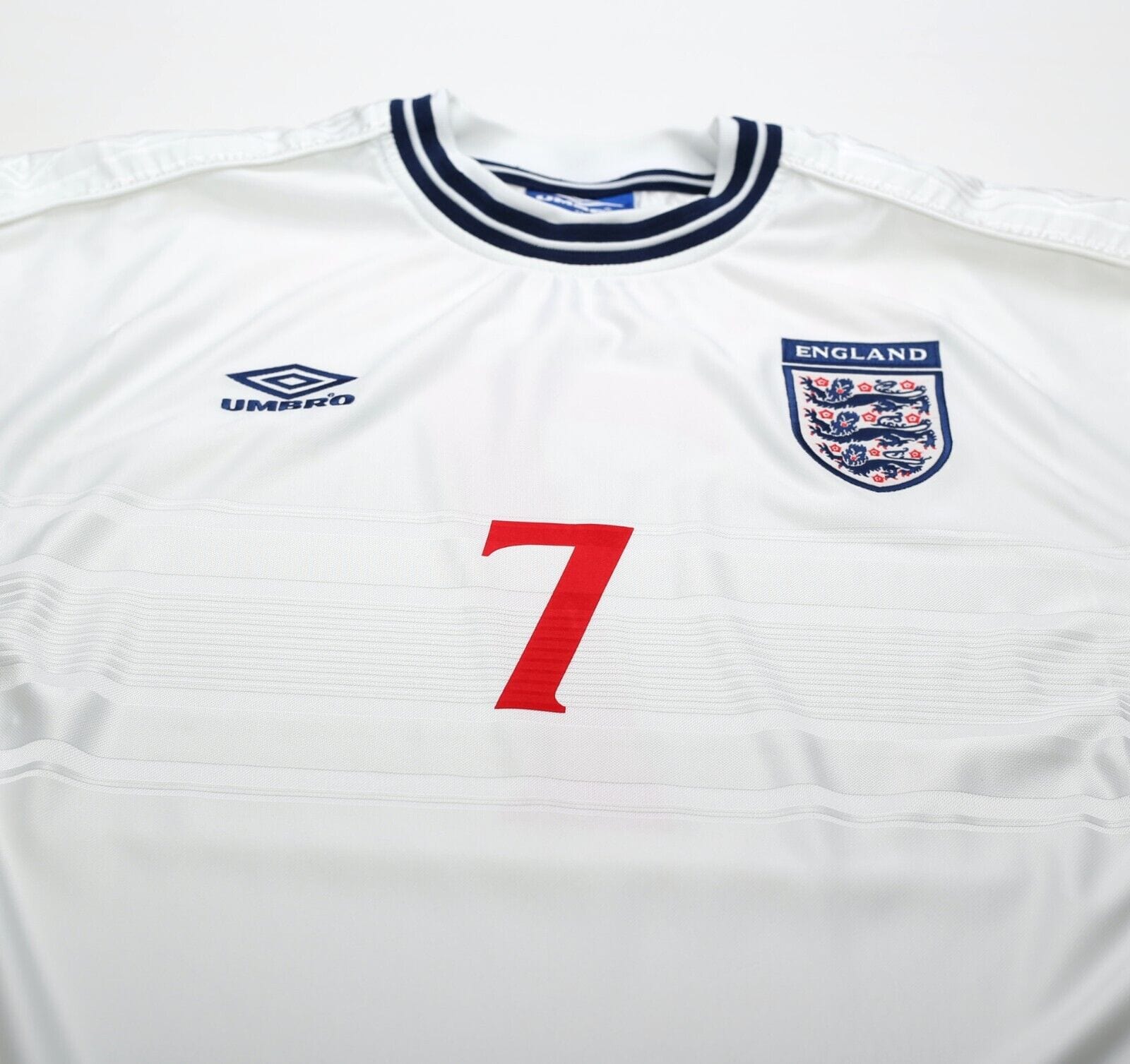 1999/01 BECKHAM #7 England Vintage Umbro Home Football Shirt (XL) Euro 2000