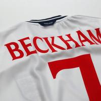 1999/01 Beckham #7 England Vintage Umbro Home Football Shirt (XL/XXL) Euro 2000