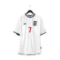 1999/01 Beckham #7 England Vintage Umbro Home Football Shirt (XL/XXL) Euro 2000