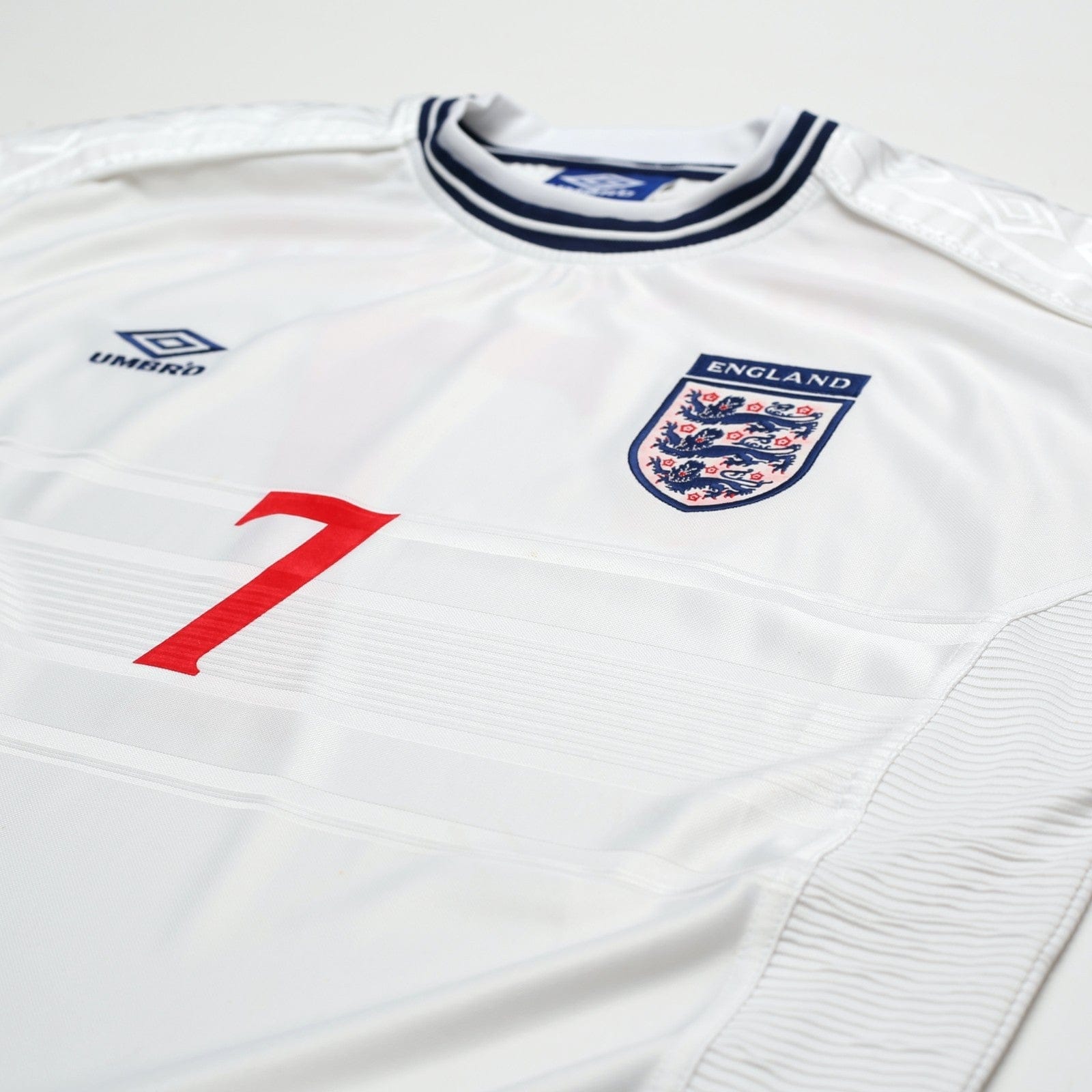 1999/01 Beckham #7 England Vintage Umbro Home Football Shirt (XL/XXL) Euro 2000