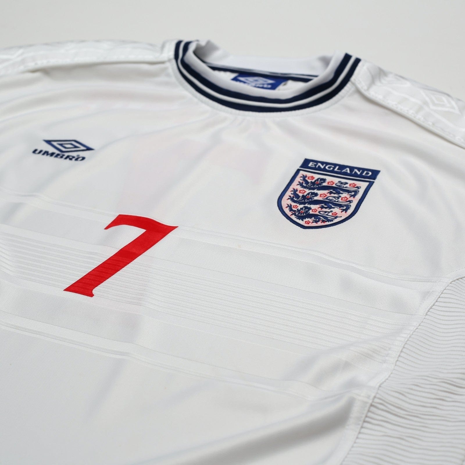 1999/01 Beckham #7 England Vintage Umbro Home Football Shirt (XL/XXL) Euro 2000