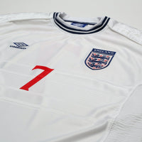 1999/01 Beckham #7 England Vintage Umbro Home Football Shirt (XL/XXL) Euro 2000
