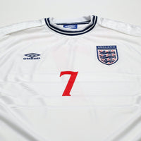 1999/01 Beckham #7 England Vintage Umbro Home Football Shirt (XL/XXL) Euro 2000